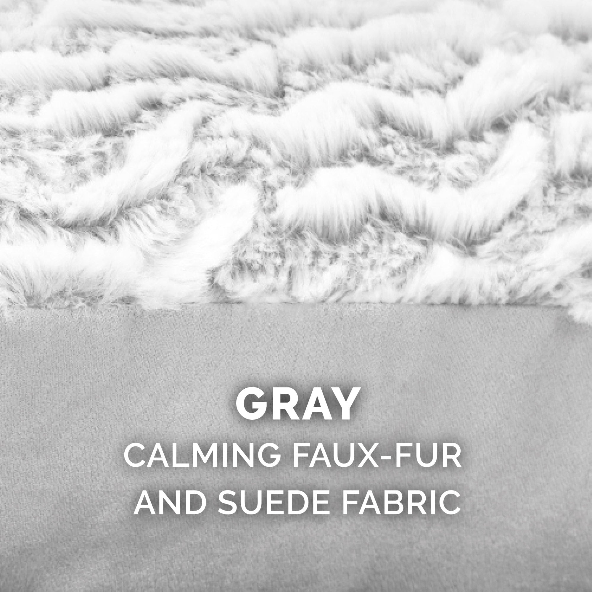 FurHaven Pet Products Jumbo Embossed Faux Fur & Suede Orthopedic Deluxe L-Chaise Dog Bed, Gray