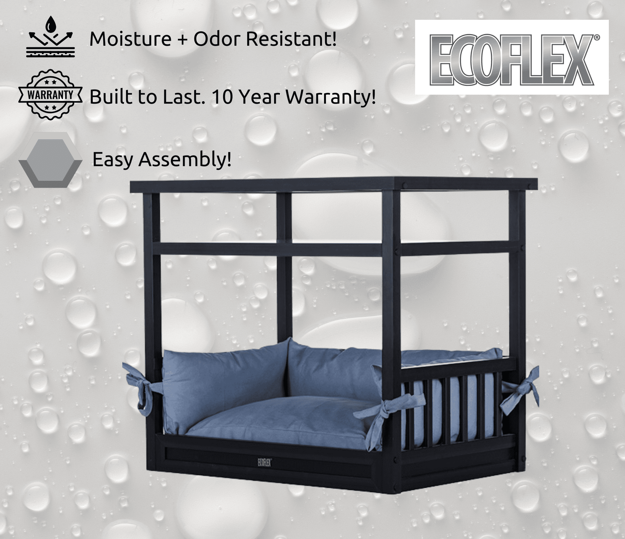 New Age Pet® ECOFLEX® Dog Bed Nightstand with Memory Foam Cushion - Durable, Non-Toxic Wood Plastic Composite, Easy Clean Removable Cover, Multi-Purpose Space Saver for Small Spaces, Quick Assembly