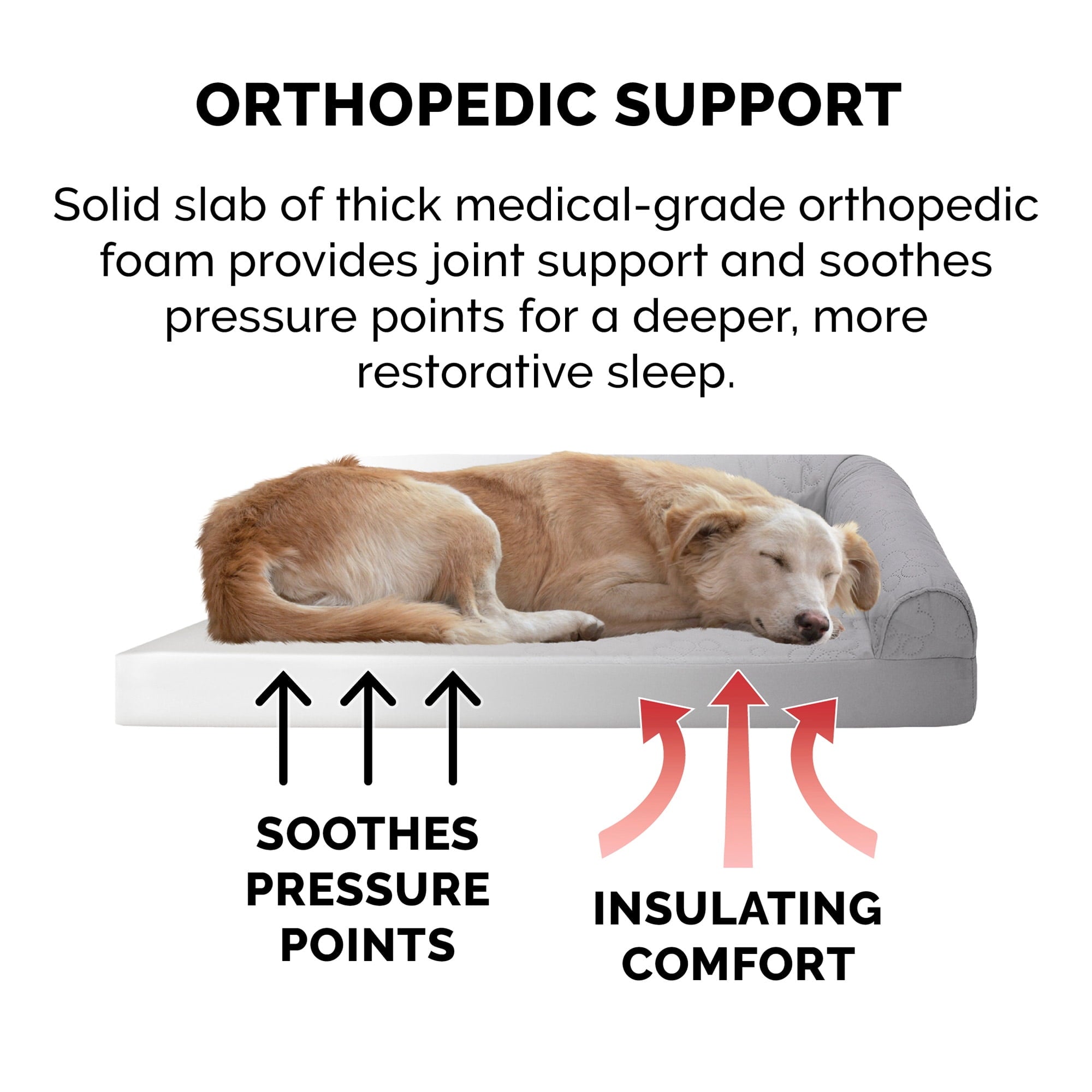 FurHaven Pet Products | Paw-Quilted Deluxe L-Chaise Full Support Solid Orthopedic Sofa Pet Bed for Dogs & Cats - Titanium, Jumbo