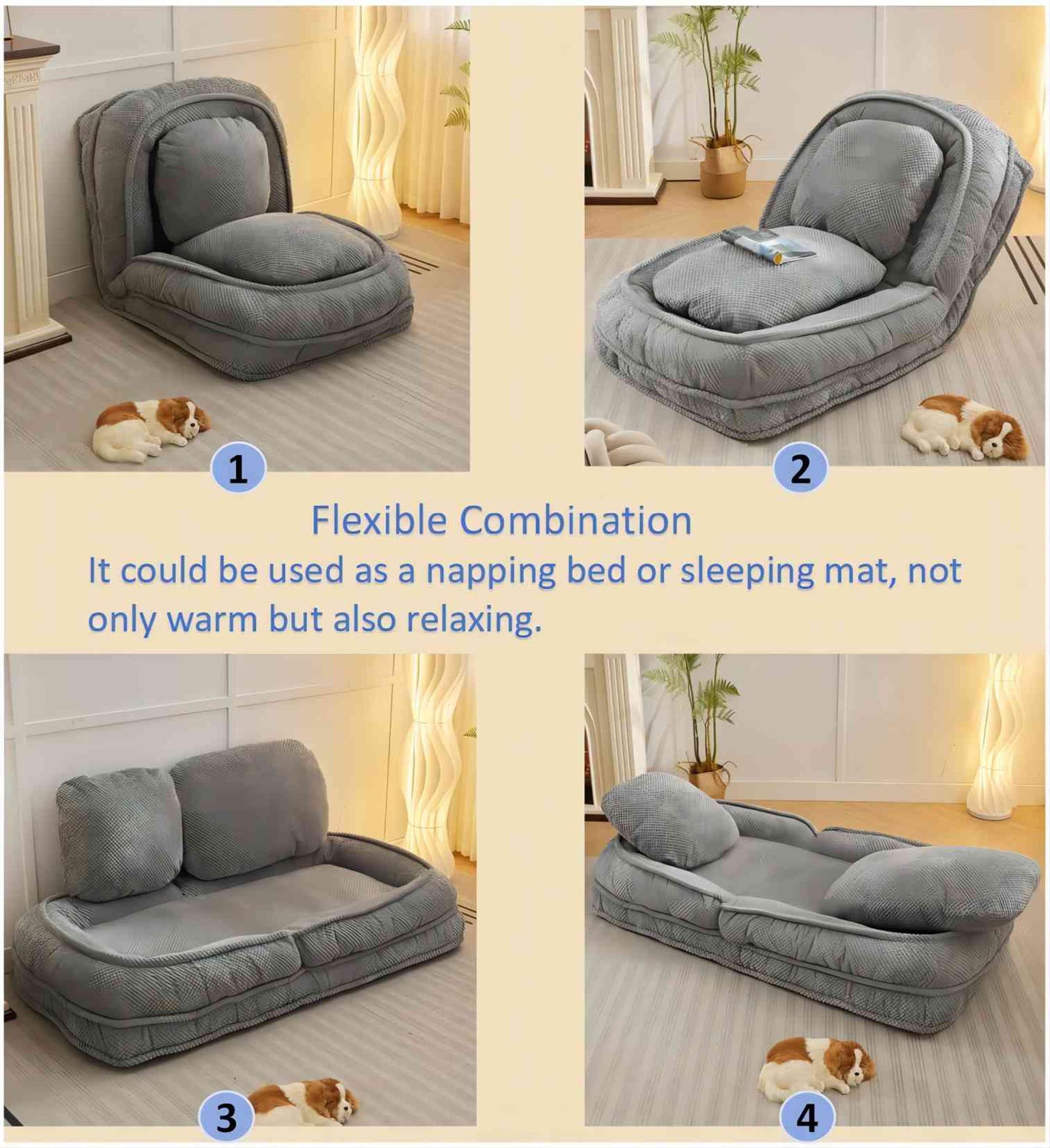 Human Dog Bed ,Lazy Sofa Couch ,5 Adjustable Position,sit,sleep,fold,suit to put in bedroom, living room ,Space Saving Design
