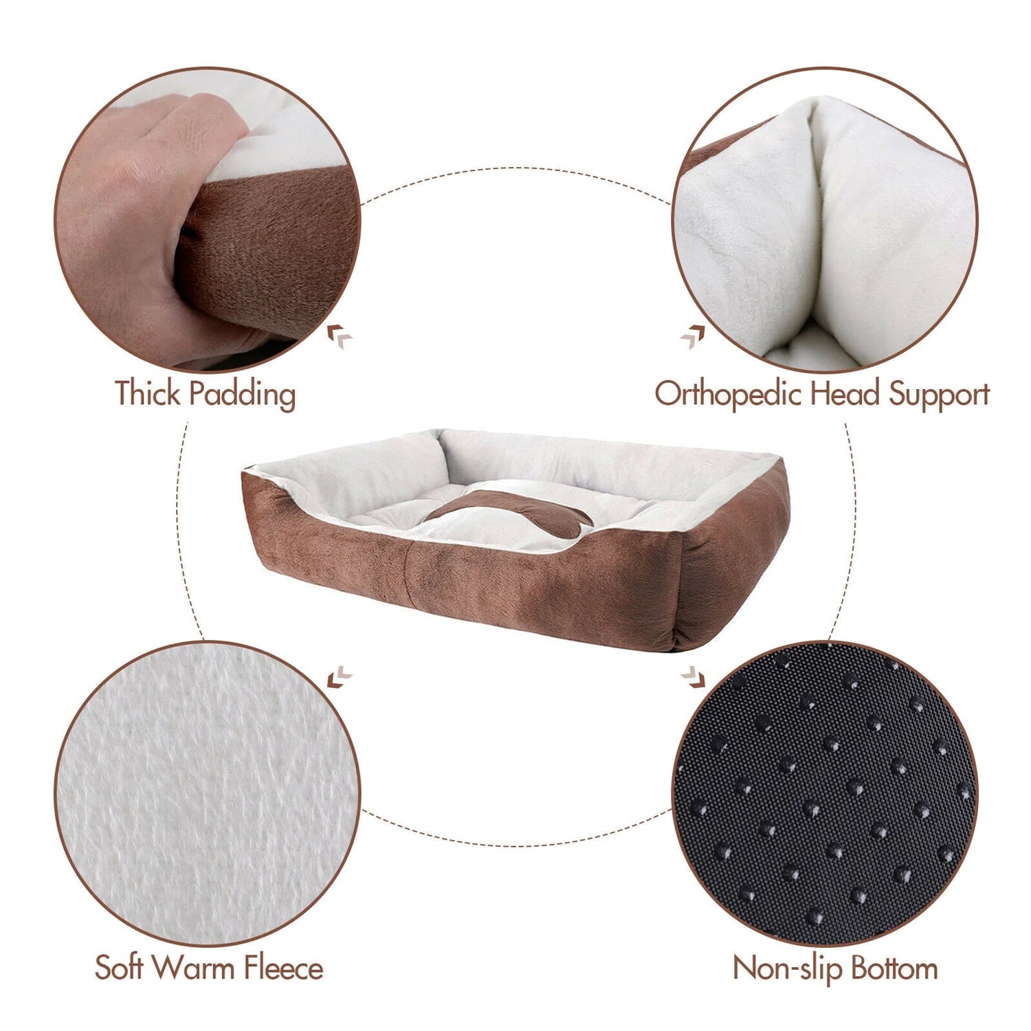 PayUSD Dog Beds for Small Dogs with Dog Blanket & Plush Bone Washable Calming Cat Bed Pet Bed