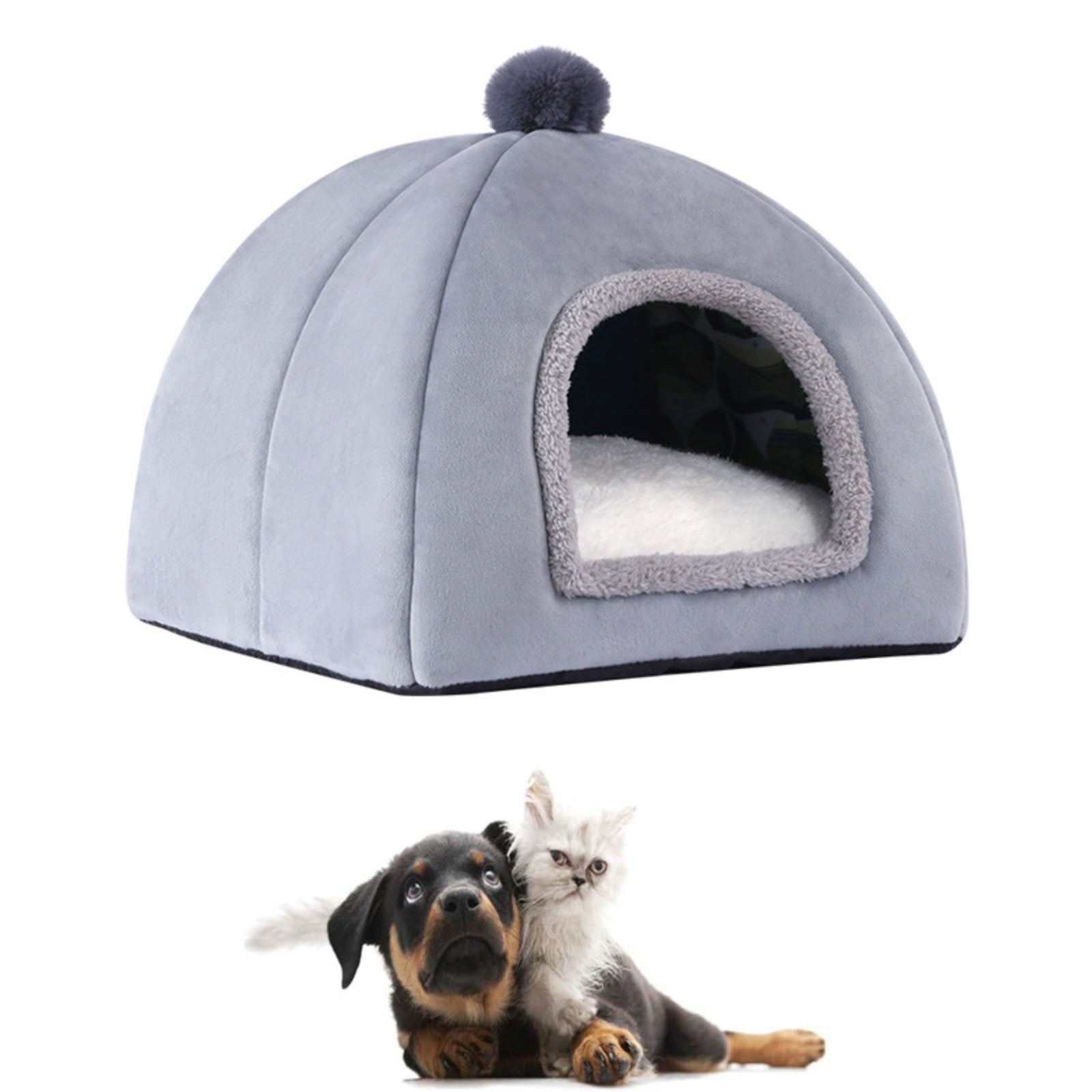 LSLJS Cat Bed, Pet Beds for Cats Cute Cat House with Ears Cozy Cat Cave Beds for Indoor Cats Winter Warm Pet Bed Washable Cat Sleeping Cushion Cotton Pet Sofa On Clearance (15 x 14 x 13 Inch Pink)