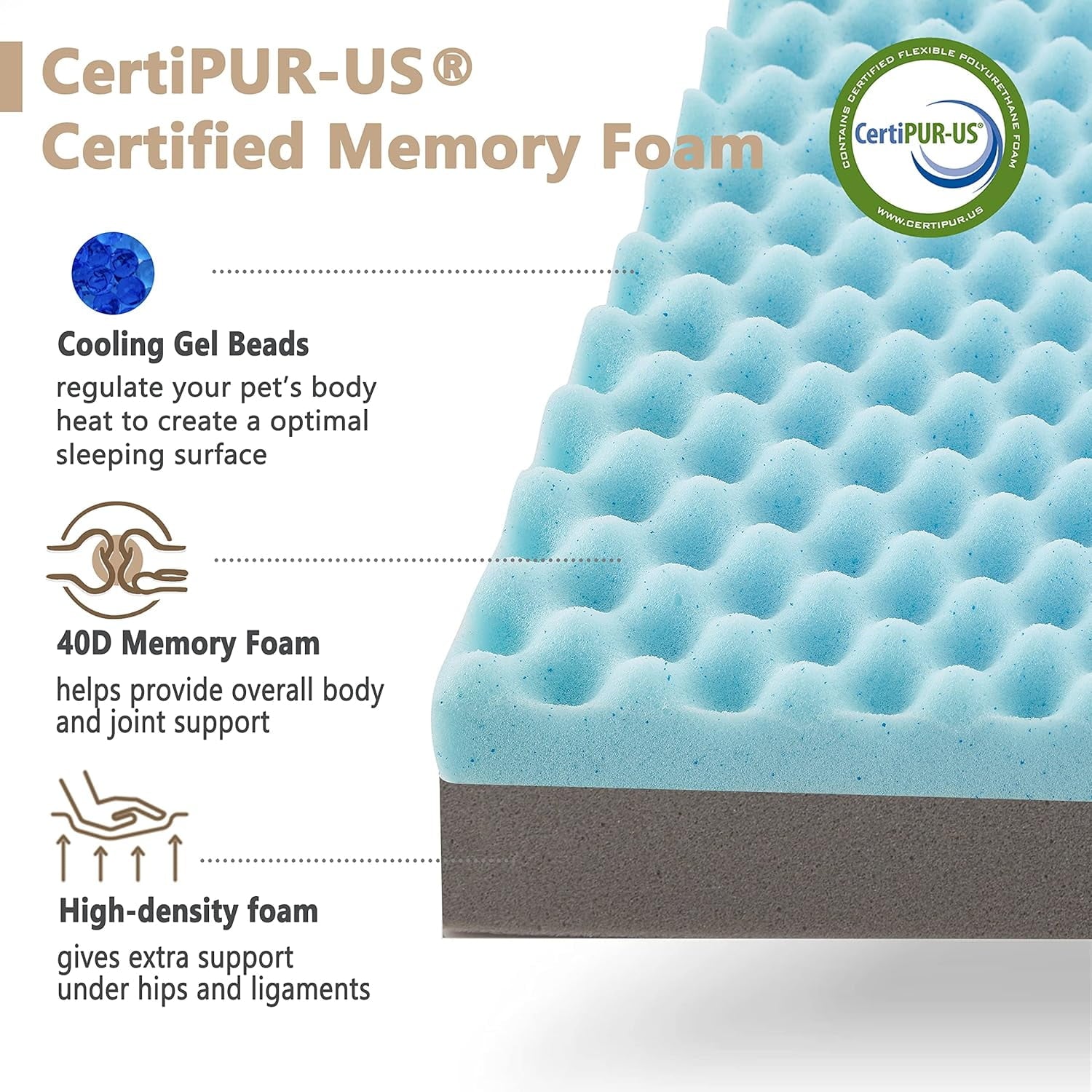 Orthopedic Memory Foam Dog Bed for Large Dogs, Cooling, XL Washable with Waterproof Liner and Gel Memory Foam, Fits up to 110 lbs Pets
