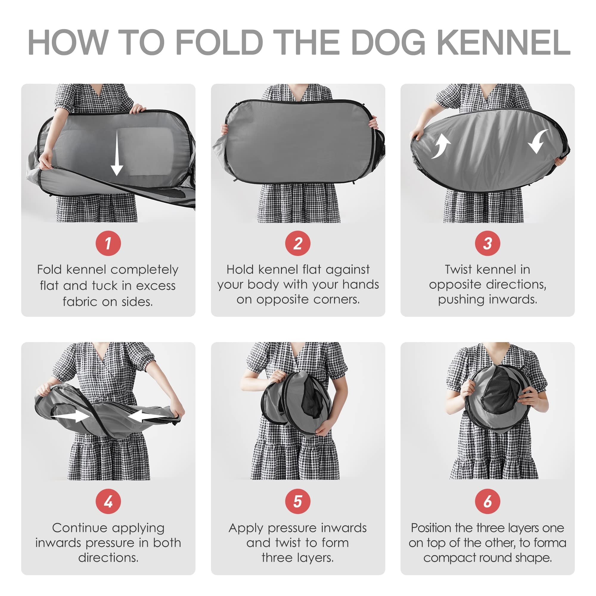 Emlimny 36 inch Portable Large Dog Bed - Pop Up Dog Kennel, Indoor Outdoor Crate for Pets, Portable Car Seat Kennel, Cat Bed Collection, Grey