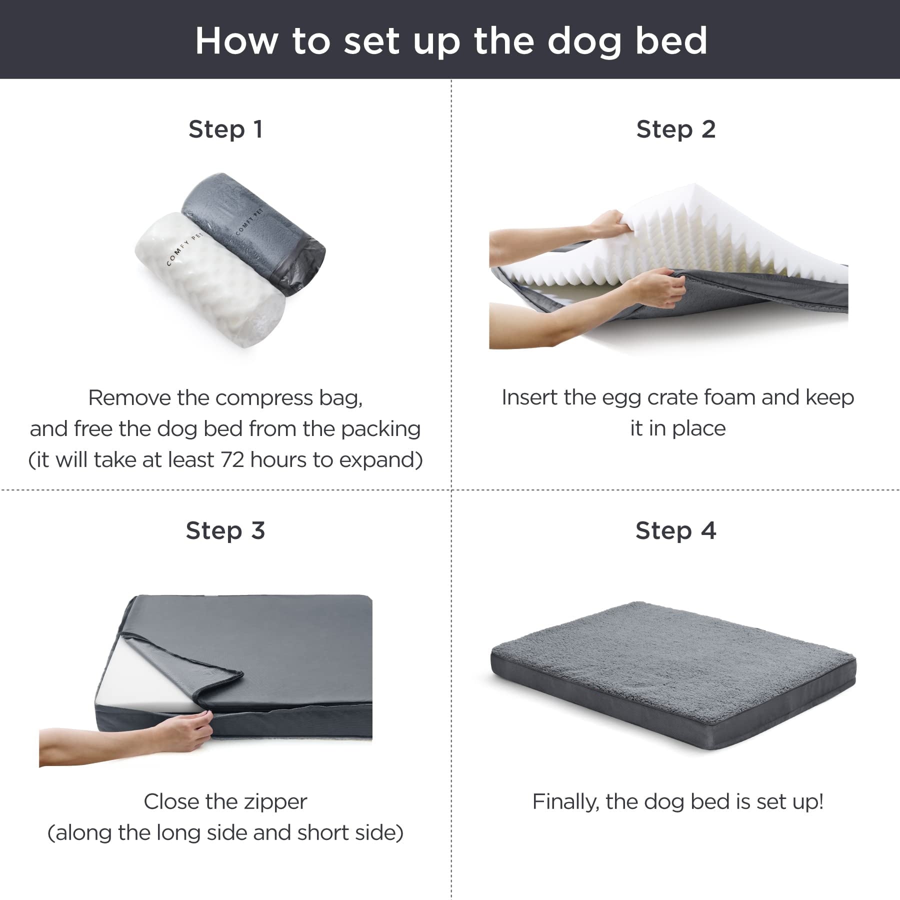 Large Dog Bed with Orthopedic Memory Foam Mattress Edition Pet Bed for Dogs & Cats, Jumbo, 40"x30", Up to 90lbs, Waterproof Liner & Washable Cover