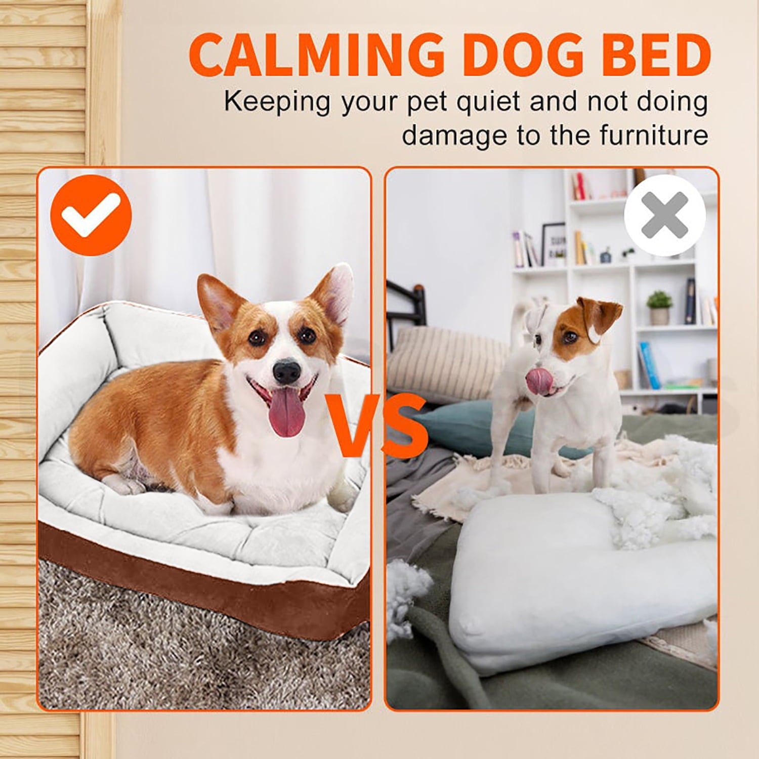 PayUSD Dog Beds for Small Dogs with Dog Blanket & Plush Bone Washable Calming Cat Bed Pet Bed