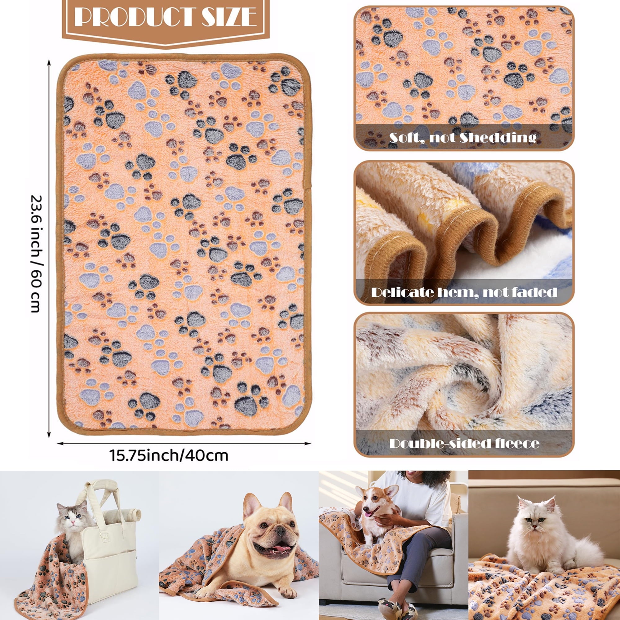 PayUSD Dog Beds for Small Dogs with Dog Blanket & Plush Bone Washable Calming Cat Bed Pet Bed