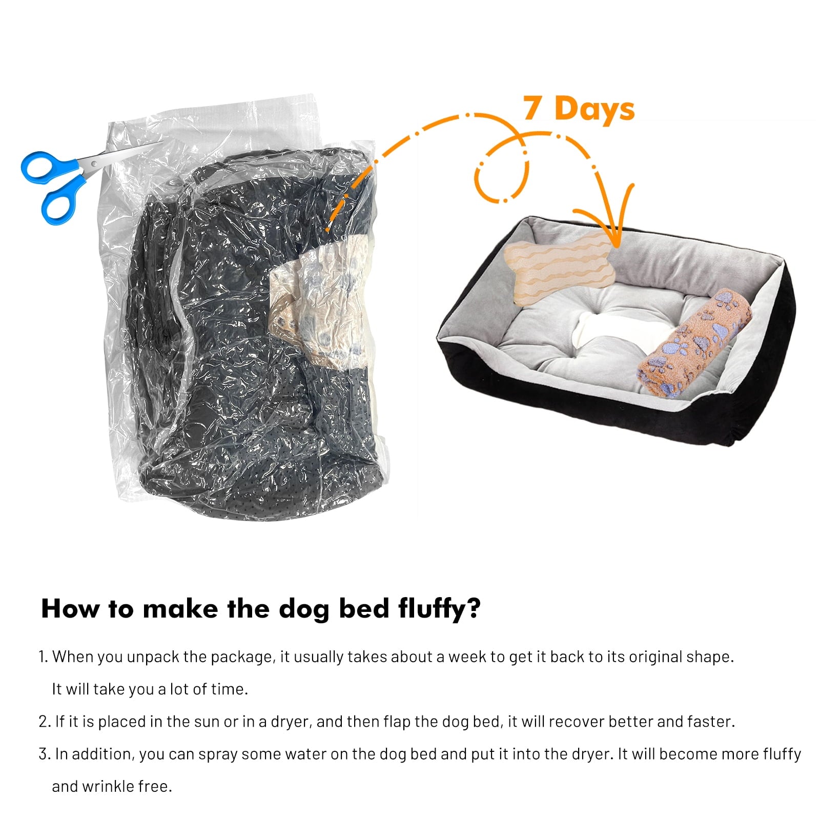 PayUSD Dog Beds for Small Dogs with Dog Blanket & Plush Bone Washable Calming Cat Bed Pet Bed