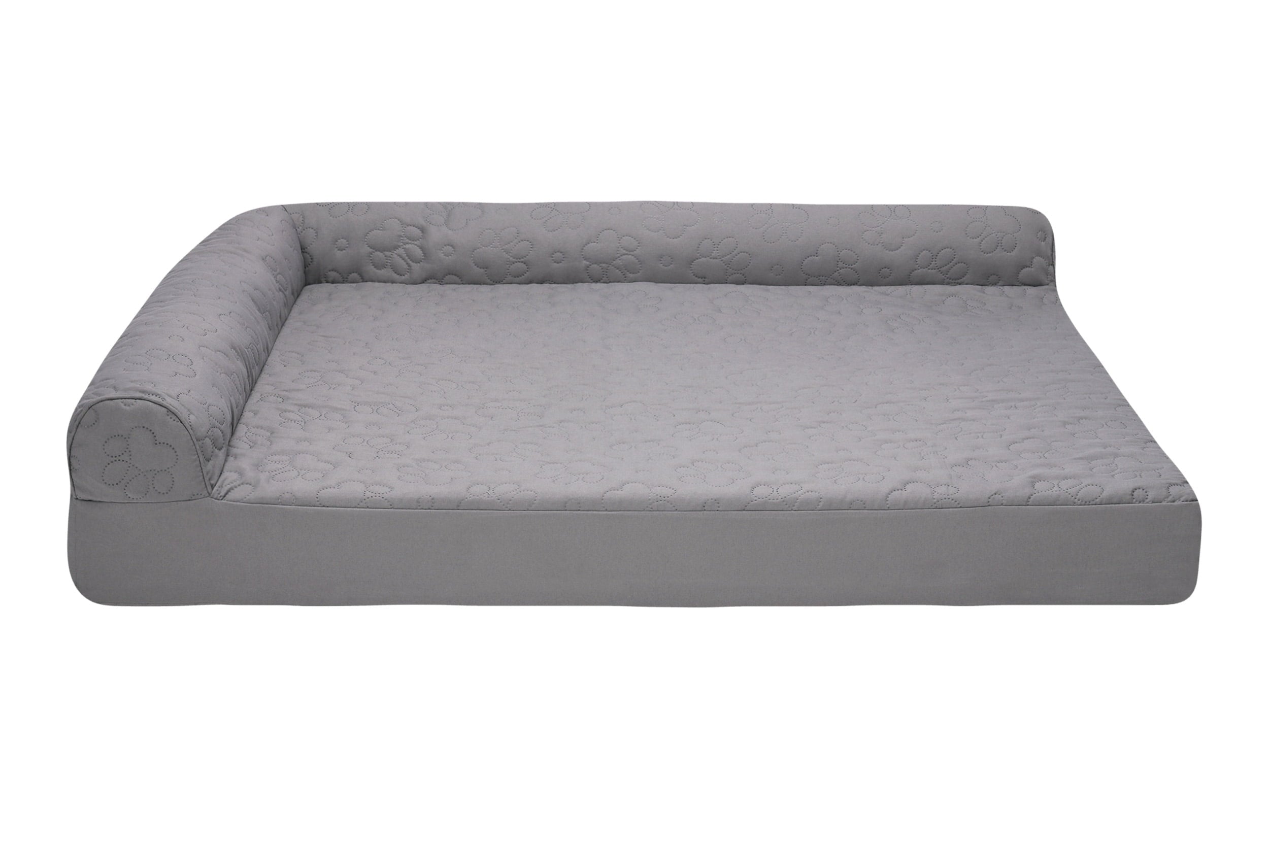 FurHaven Pet Products | Paw-Quilted Deluxe L-Chaise Full Support Solid Orthopedic Sofa Pet Bed for Dogs & Cats - Titanium, Jumbo