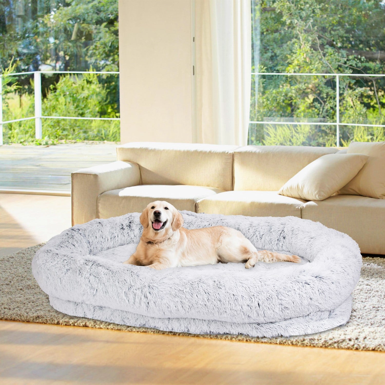 Moclever Human Size Dog Bed Washable Bean Bag Bed for Adults Kids Pets 72.83x47.24x11.81in, Gray
