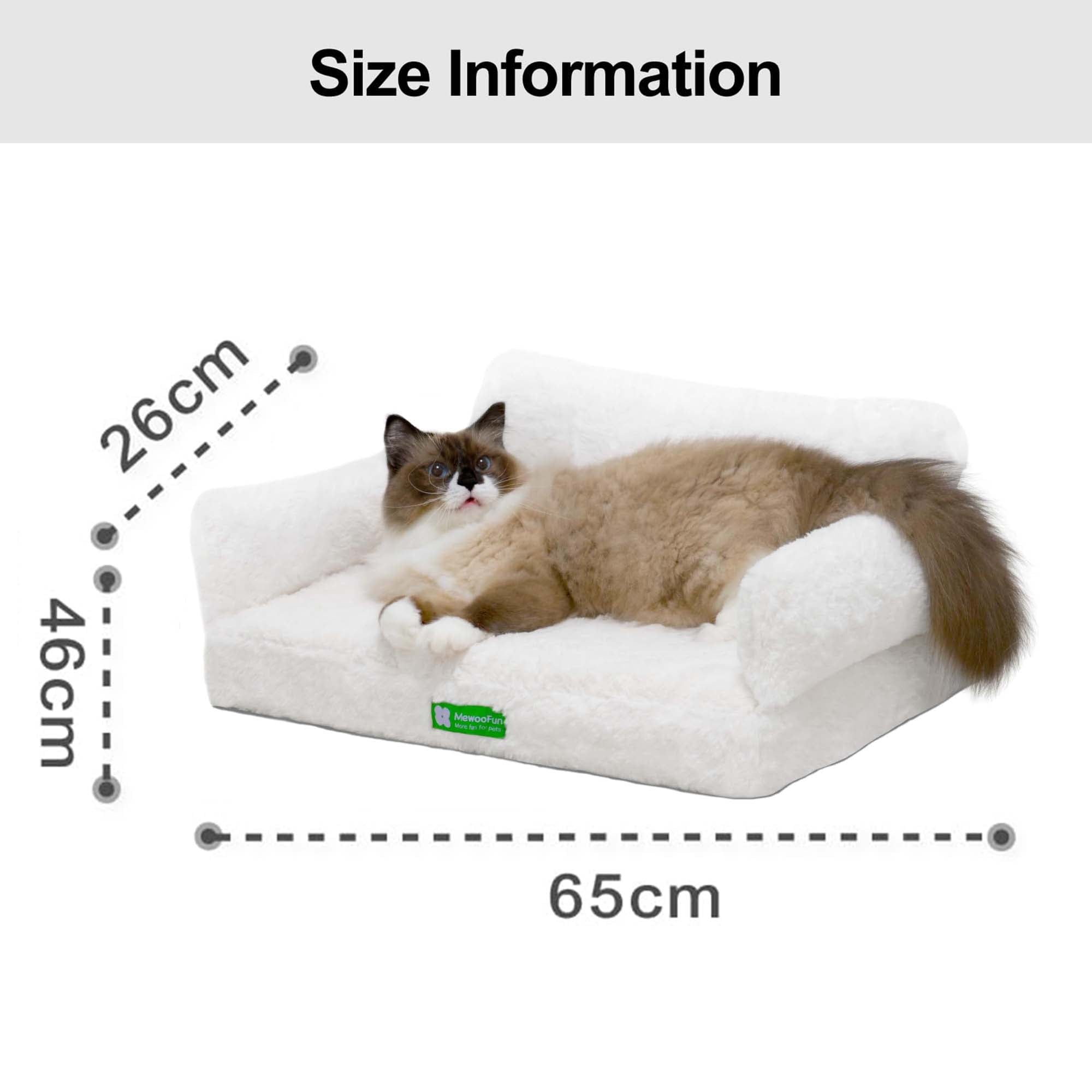 Mewoofun Fashion Cat Sofa Bed Cat Couch,Fluffy Dog Bed for Medium Small Dogs & Cats,with Non-Slip Bottom,White