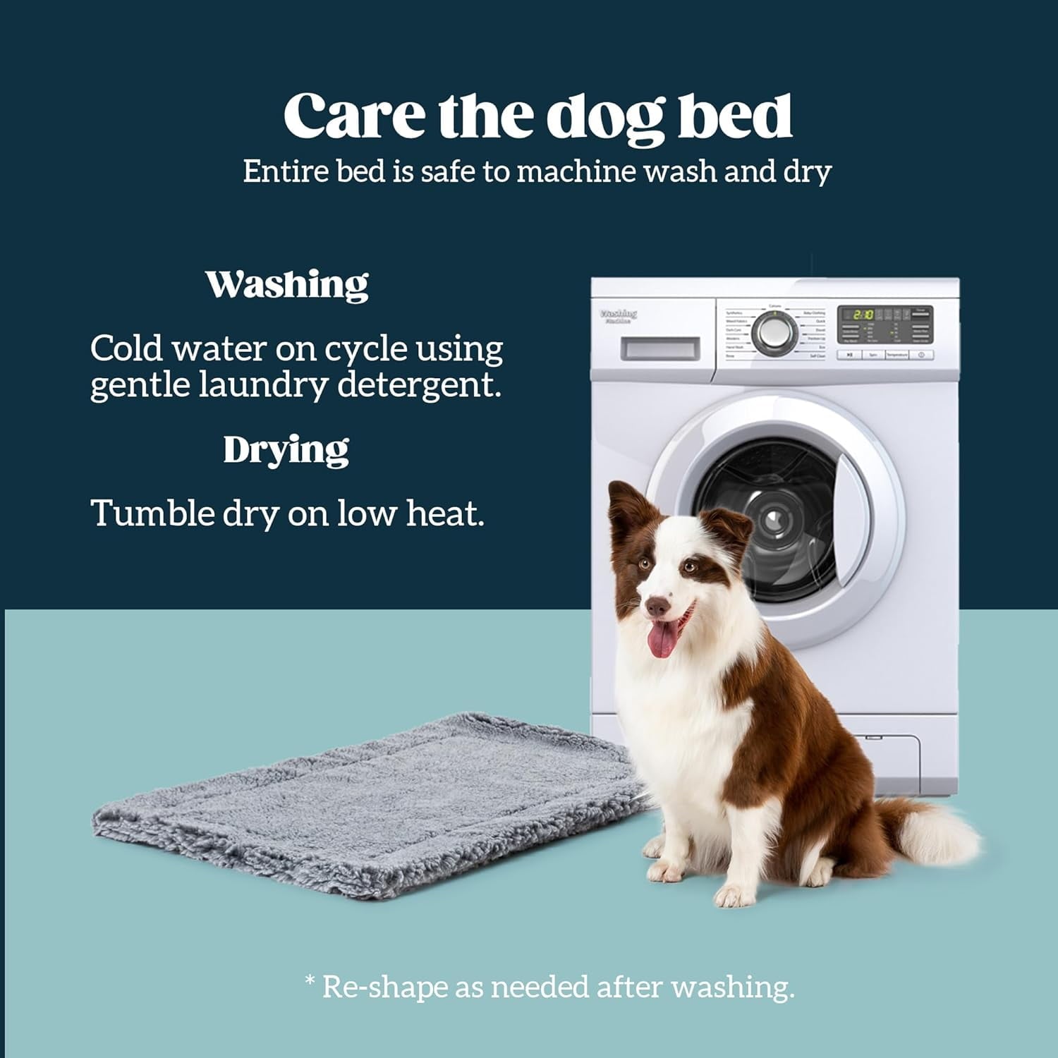 PELZIN Stoutwool Indestructible Dog Bed - Fluffy Chew Proof Dog Crate Pad - Tough Kennel Pad for Aggressive Chewers - Washable, Ideal for Large Breeds & Fits 36-Inch Crate - 35"x22", Charcoal