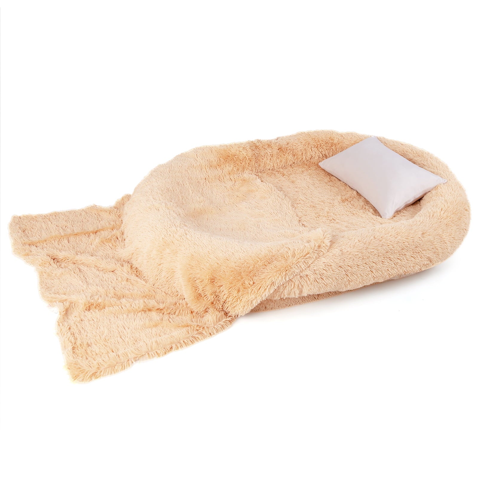 Gymax 68'' x 46'' x 10'' Human Dog Bed Orthopedic Dog Bed w/ Soft Blanket Brown