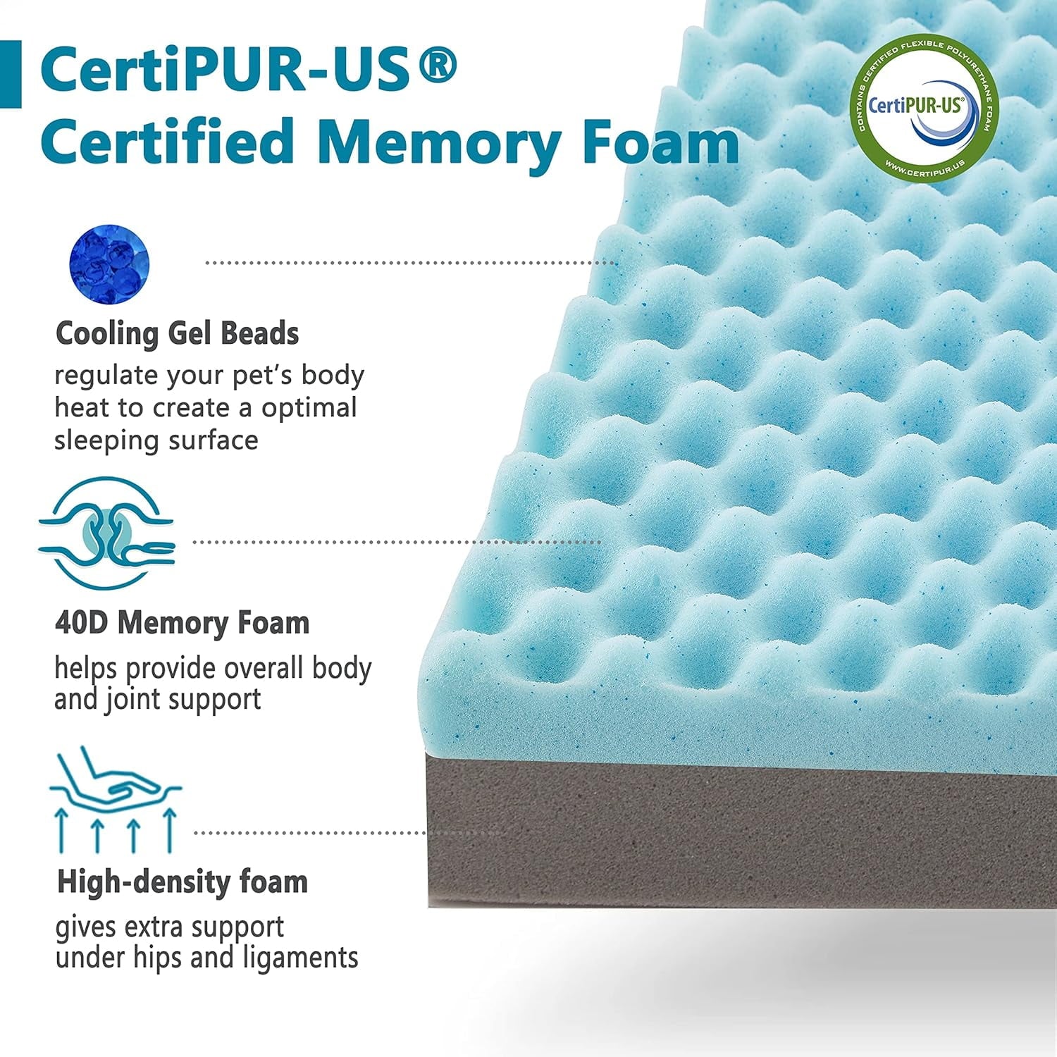Orthopedic Memory Foam Dog Bed for Large Dogs, Cooling, XL Washable with Waterproof Liner and Gel Memory Foam, Fits up to 110 lbs Pets