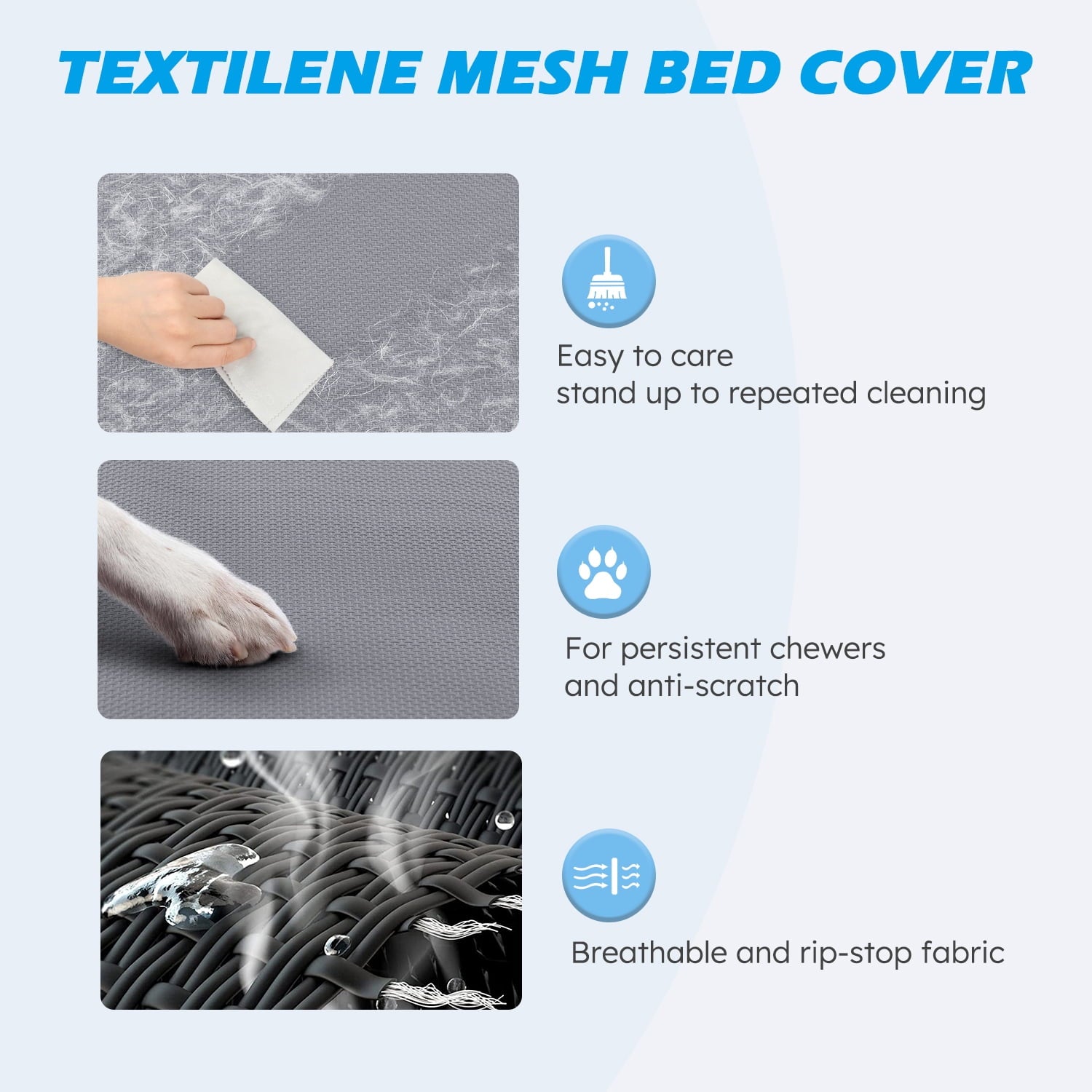 Niubya Cooling Elevated Dog Bed, Portable Raised Dog Cot with Washable Mesh, Medium (42"L x 30"W x 8.4"),HGrey