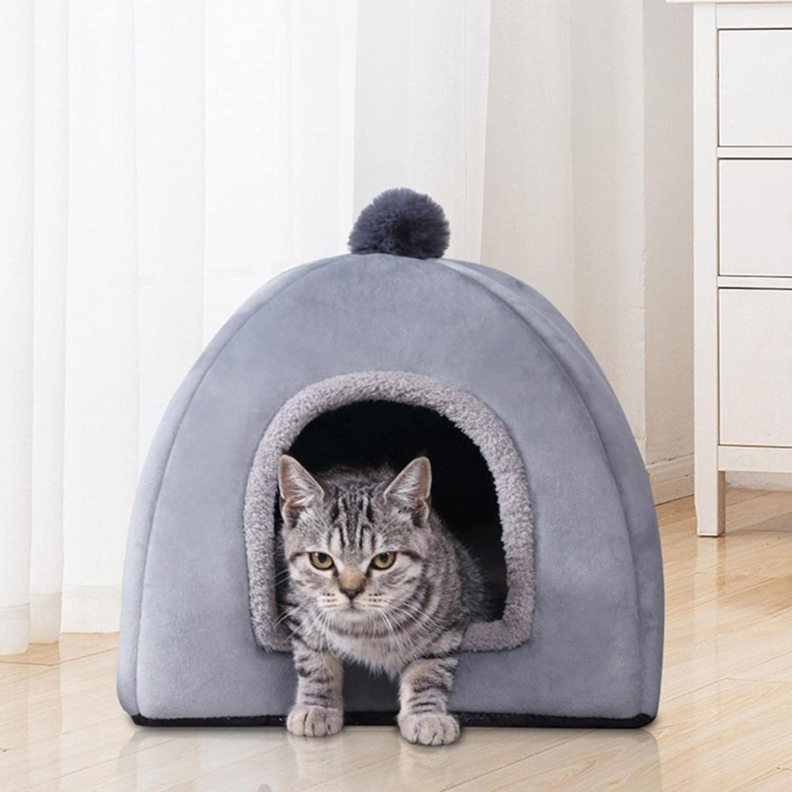 LSLJS Cat Bed, Pet Beds for Cats Cute Cat House with Ears Cozy Cat Cave Beds for Indoor Cats Winter Warm Pet Bed Washable Cat Sleeping Cushion Cotton Pet Sofa On Clearance (15 x 14 x 13 Inch Pink)