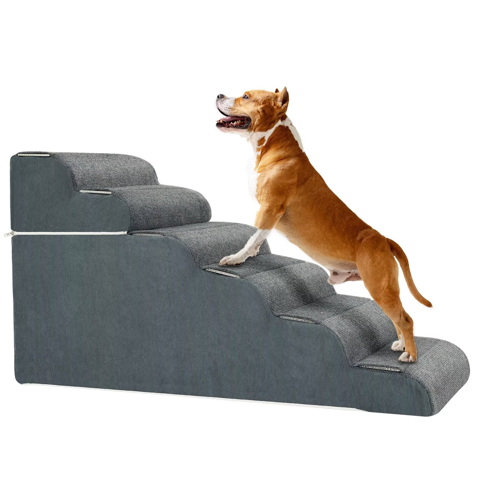 MOPHOTO 39"L x 18"W Wooden Pet Ramp for Dogs, Folding Pets Ramp with Non-Slip Carpet, 4 Height Adjustable, Supports up to 200 lbs, Bed Pet Ramp