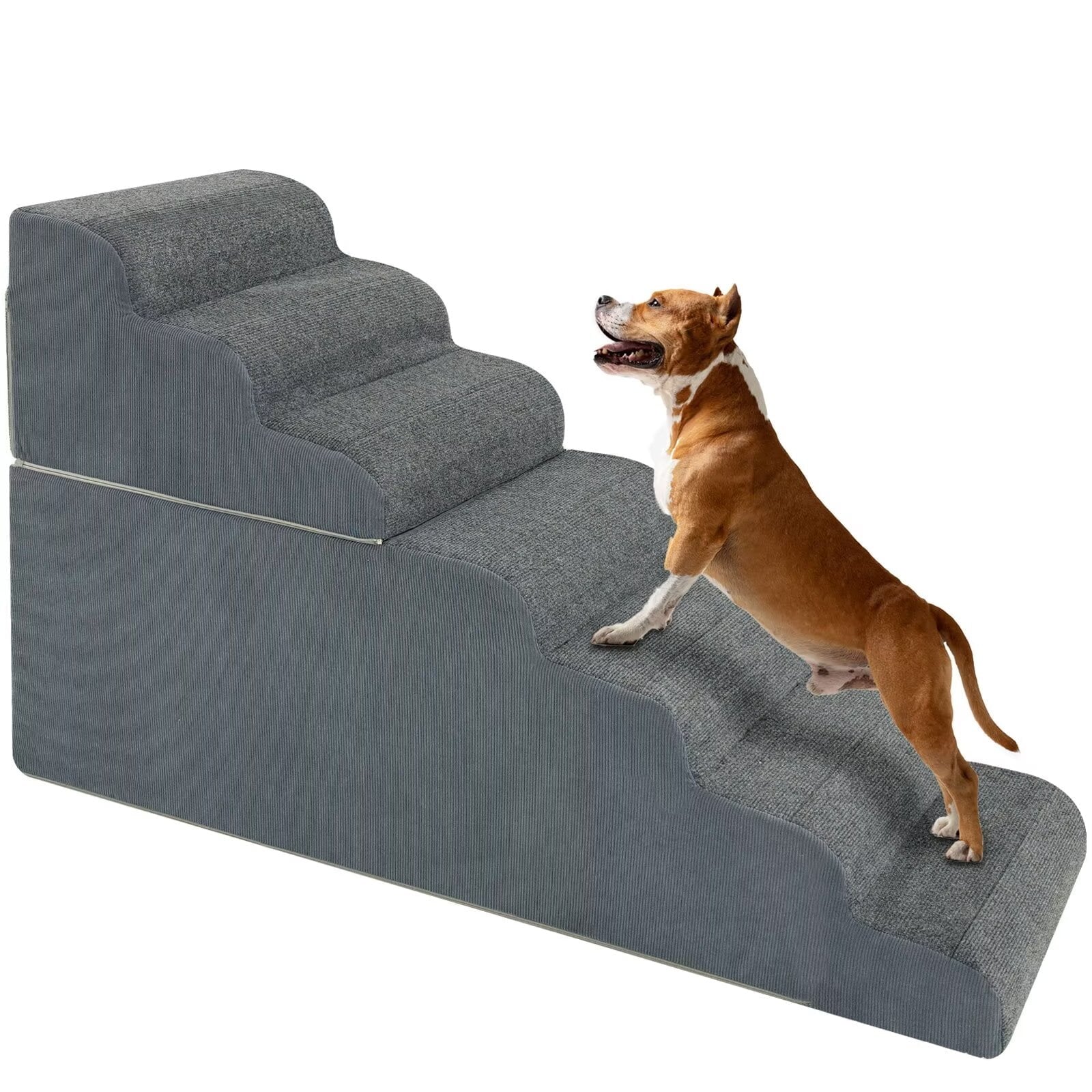 MOPHOTO 39"L x 18"W Wooden Pet Ramp for Dogs, Folding Pets Ramp with Non-Slip Carpet, 4 Height Adjustable, Supports up to 200 lbs, Bed Pet Ramp
