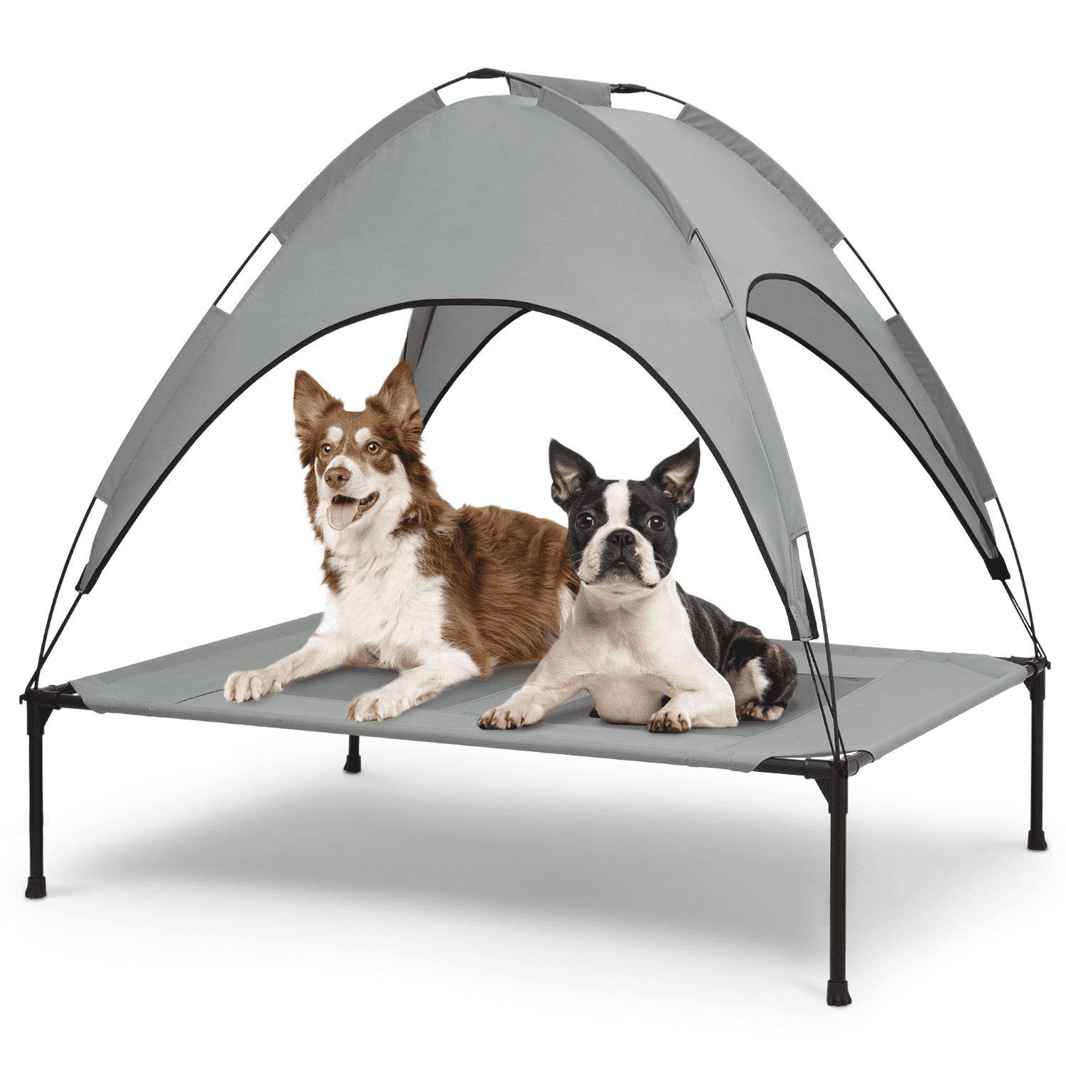 Magshion Outdoor Elevated Dog Bed with Removable Canopy, 55" Large Cooling Raised Pet Cot for Indoor Outdoor, Portable Pet Bed with Waterproof Canopy, Grey
