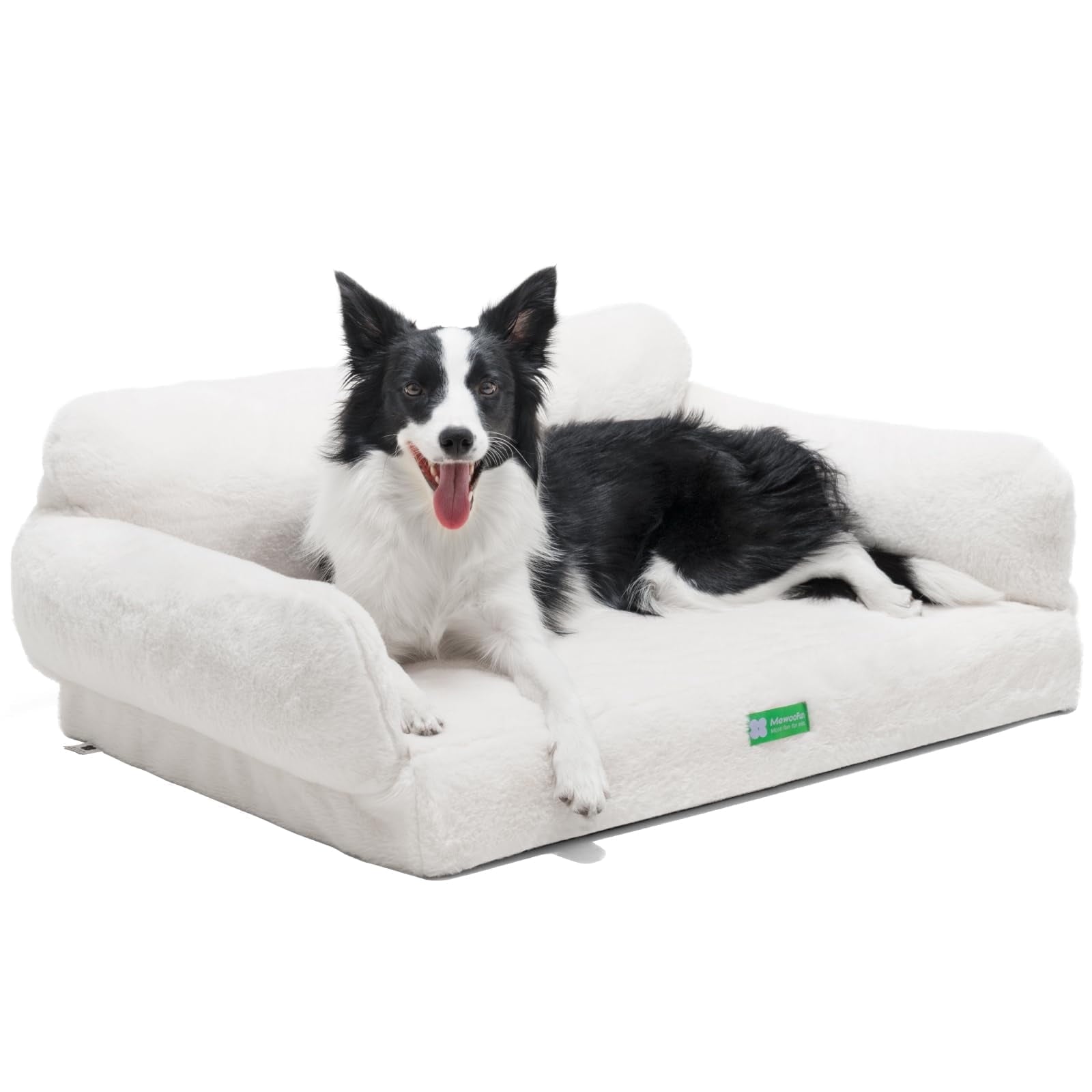 Mewoofun Fashion Cat Sofa Bed Cat Couch,Fluffy Dog Bed for Medium Small Dogs & Cats,with Non-Slip Bottom,White