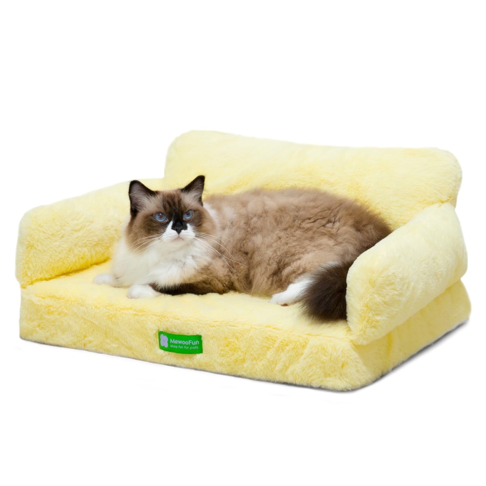 Mewoofun Fashion Cat Sofa Bed Cat Couch,Fluffy Dog Bed for Medium Small Dogs & Cats,with Non-Slip Bottom,White