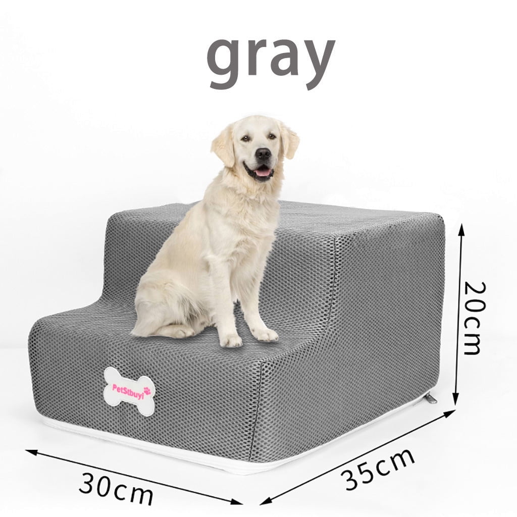OAVQHLG3B Pet Stairs New Breathable Mesh Foldable Pet Stairs Detachable Pet Bed Cat Dog Ramp 2 Steps