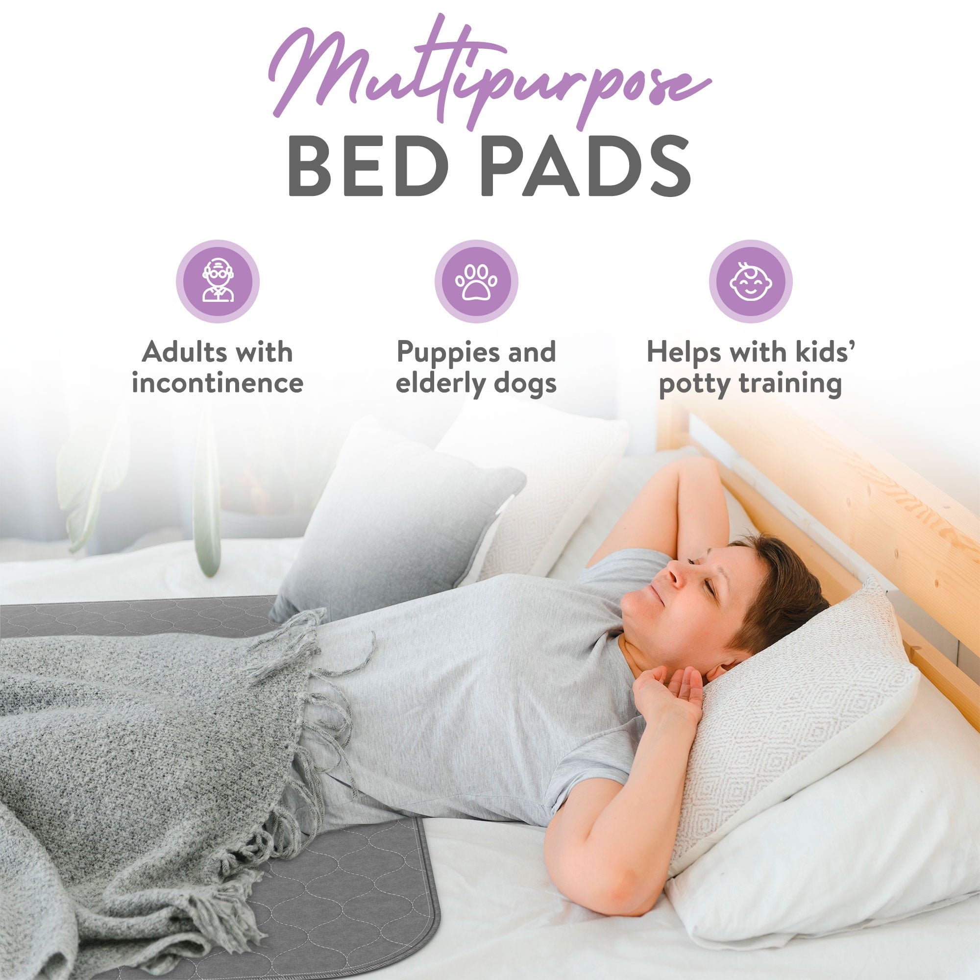 Inspire Underpads,  Reusable  Bed Pads Washable Waterproof, Comfort Fit, Extra Long 34 x 36 (2 Count)