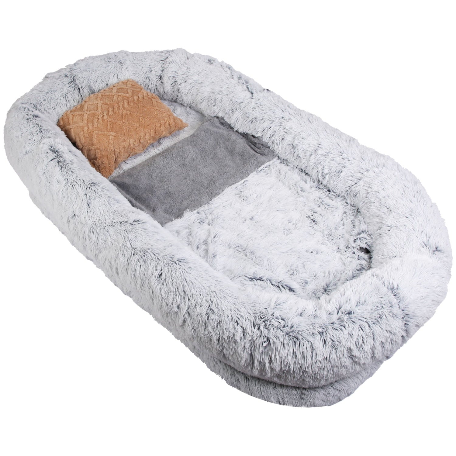 Moclever Human Size Dog Bed Washable Bean Bag Bed for Adults Kids Pets 72.83x47.24x11.81in, Gray