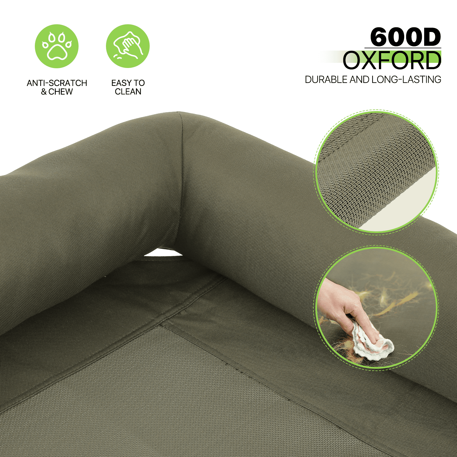 Magshion Cooling Elevated Dog Bed with Pillows, 35.5" Portable Washable Raised Dog Cot with No-Slip Rubber Feet for Indoor & Outdoor Use, Small, Dark Green
