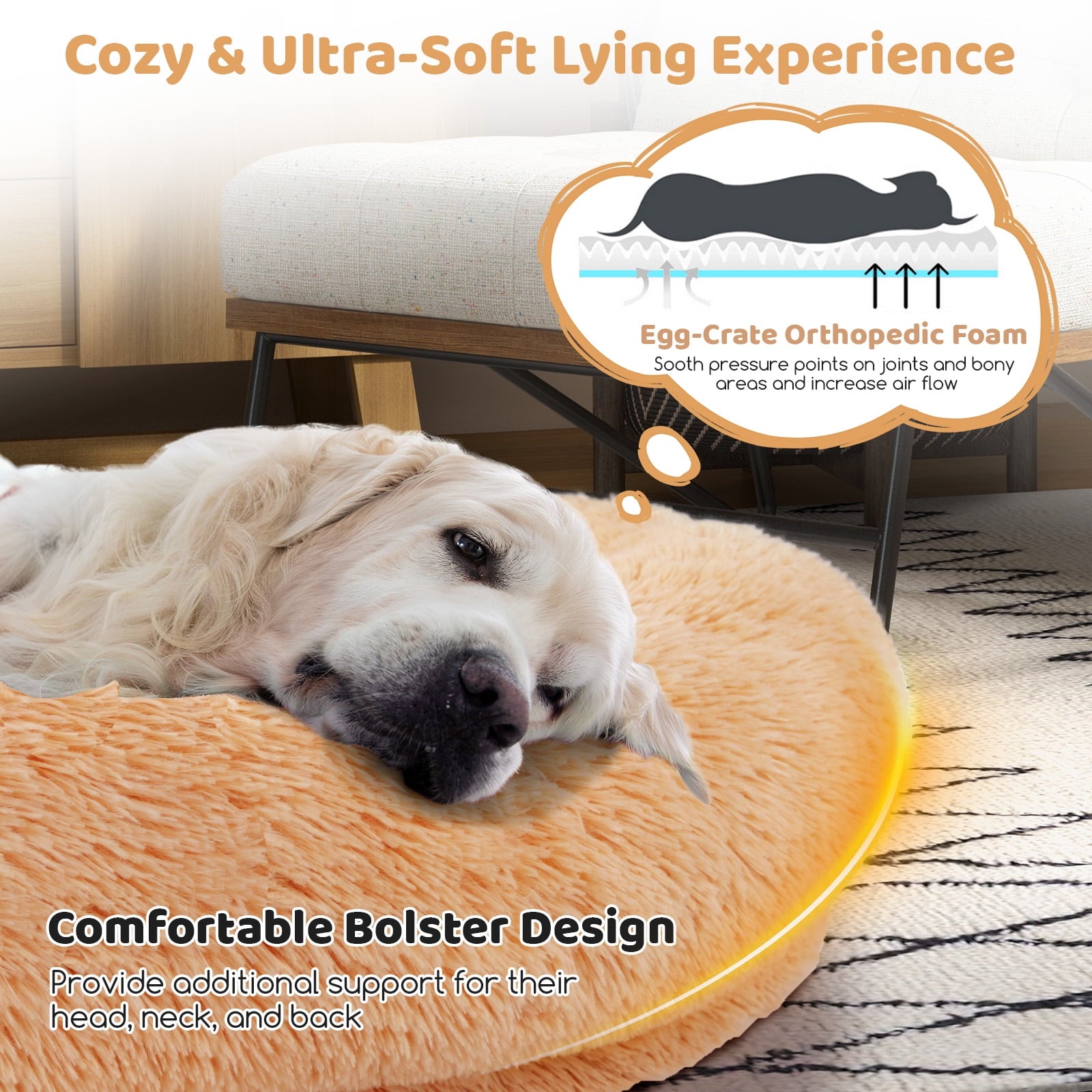 Gymax 68'' x 46'' x 10'' Human Dog Bed Orthopedic Dog Bed w/ Soft Blanket Brown
