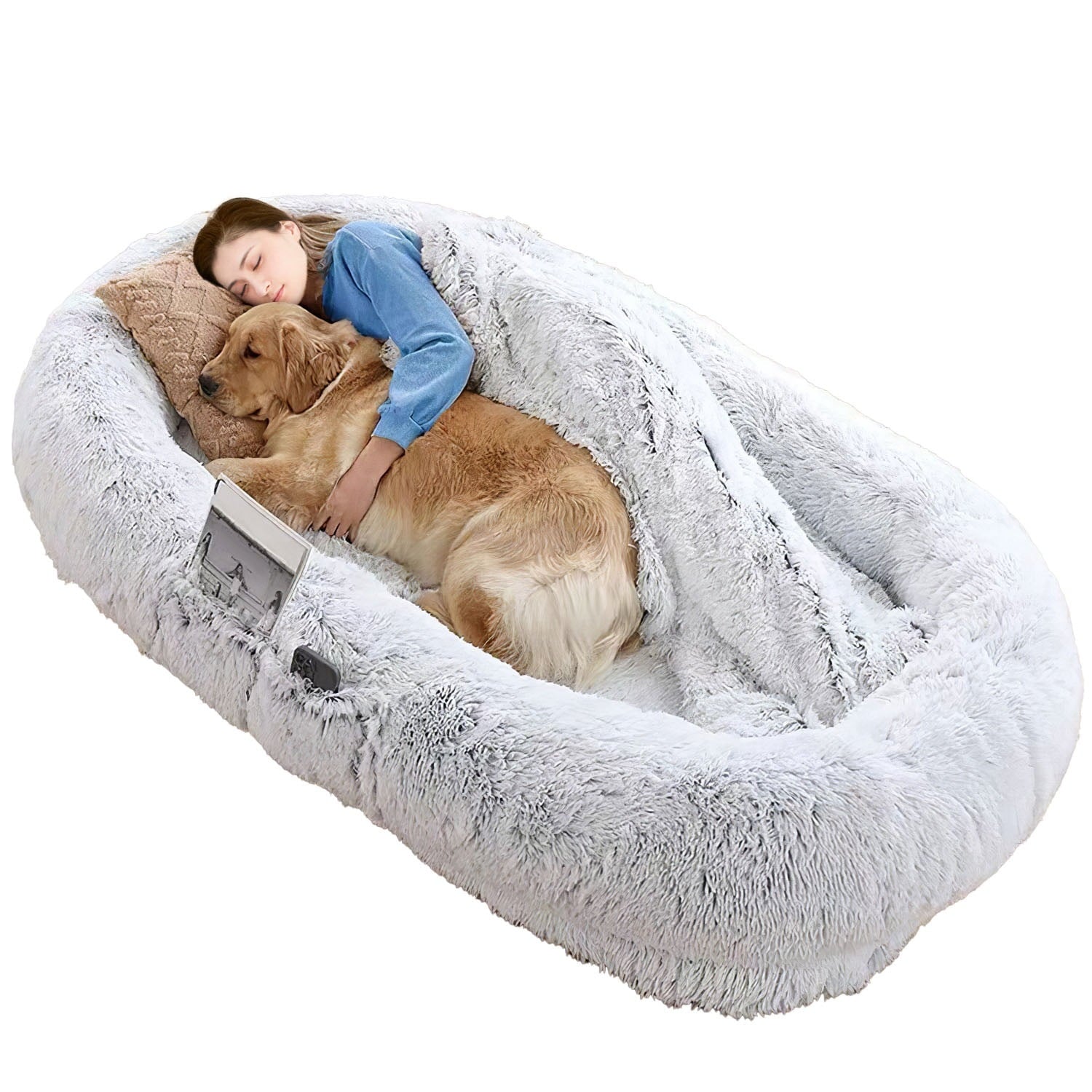 Moclever Human Size Dog Bed Washable Bean Bag Bed for Adults Kids Pets 72.83x47.24x11.81in, Gray