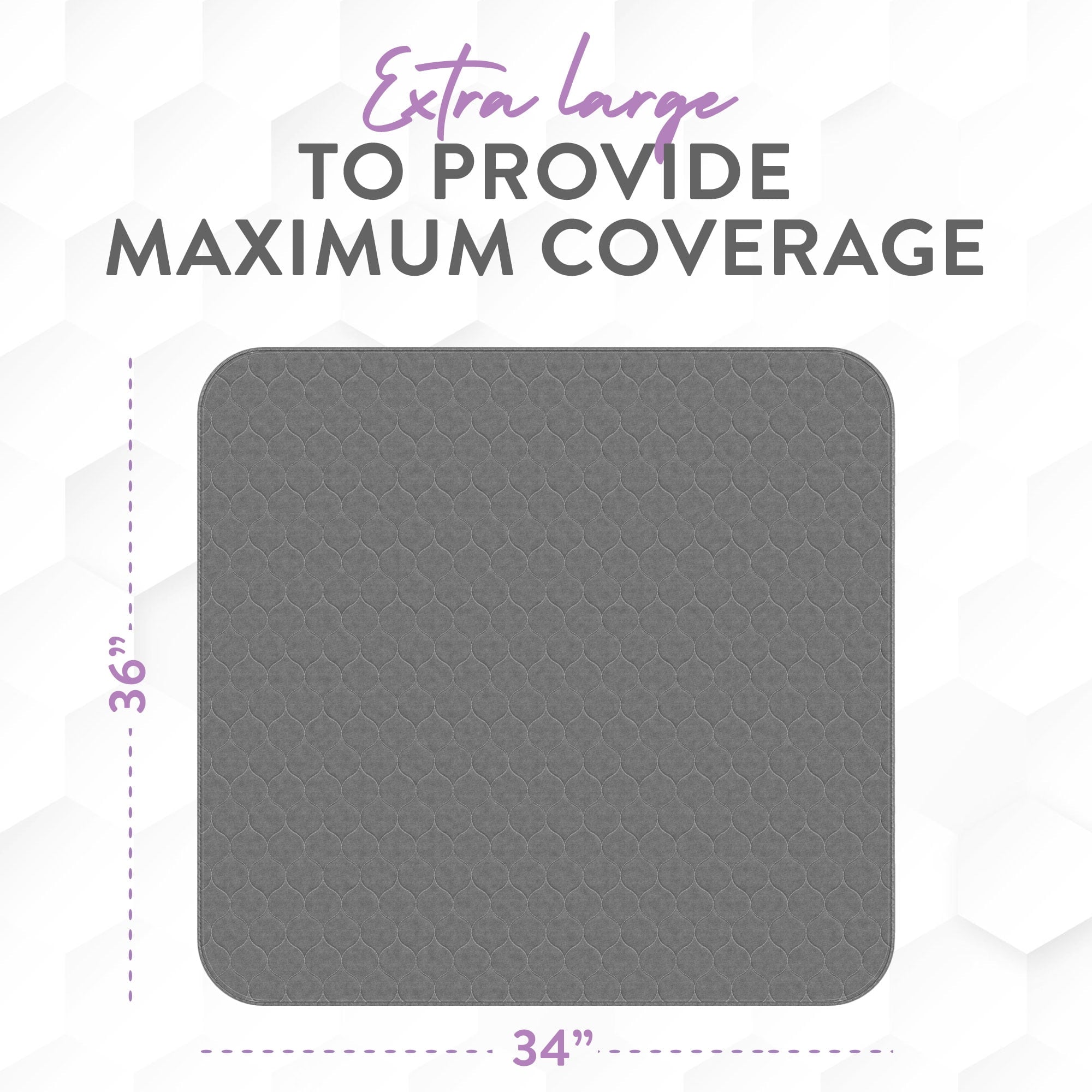Inspire Underpads,  Reusable  Bed Pads Washable Waterproof, Comfort Fit, Extra Long 34 x 36 (2 Count)