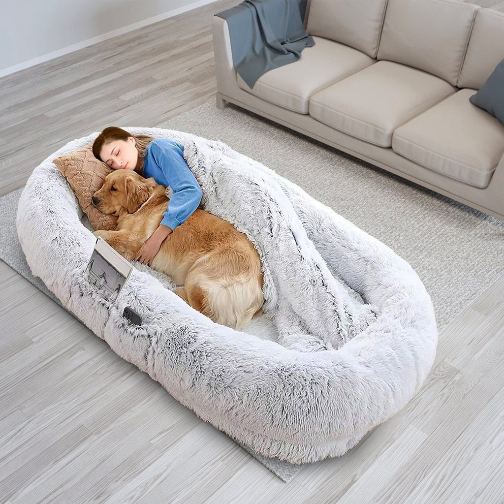 Moclever Human Size Dog Bed Washable Bean Bag Bed for Adults Kids Pets 72.83x47.24x11.81in, Gray