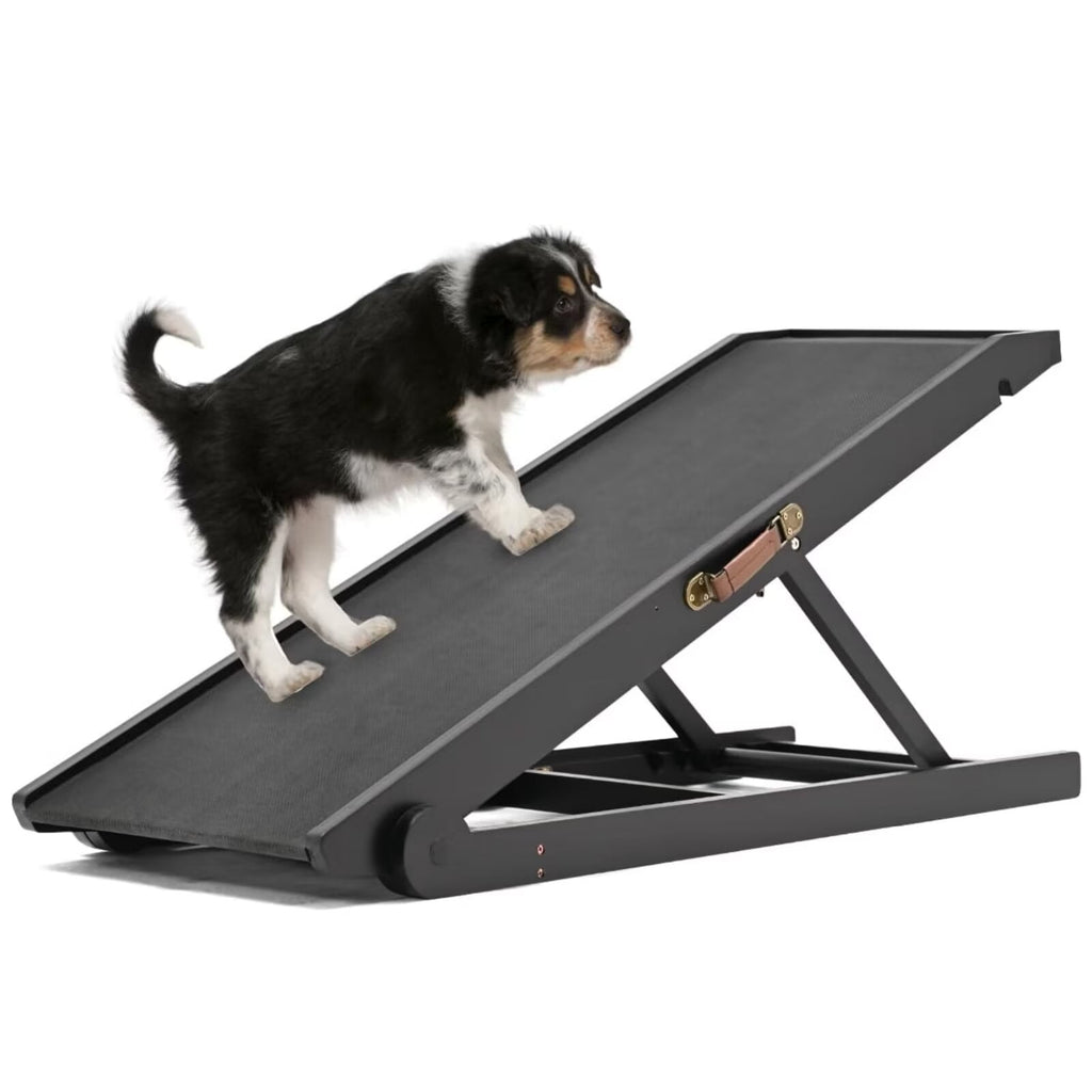 MOPHOTO 39"L x 18"W Wooden Pet Ramp for Dogs, Folding Pets Ramp with Non-Slip Carpet, 4 Height Adjustable, Supports up to 200 lbs, Bed Pet Ramp
