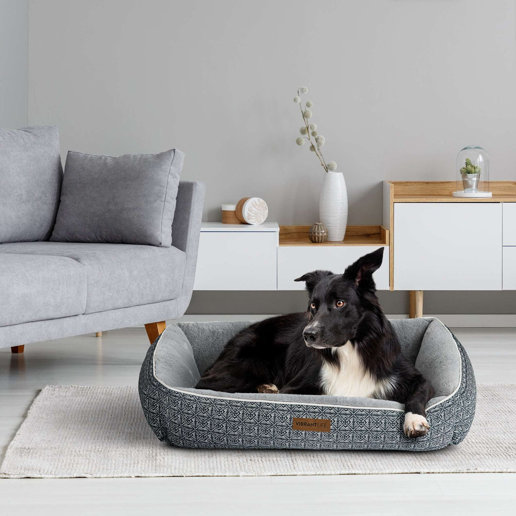 (2 pack) Vibrant Life Lounger Dog Bed, Black, Machine Washable, Plush, Extra Large, 42" x 32"