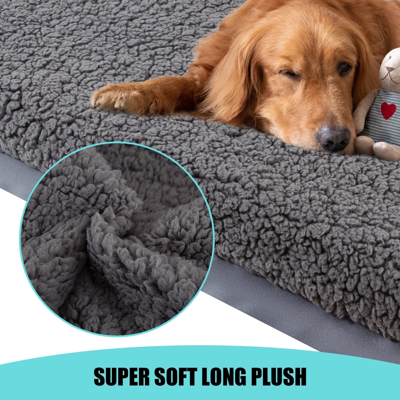 AMQTSLM Dog Bed Cover, Soft Plush Dog Bed Covers Replacement Washable, Waterproof & Removable Pet Bed External Cover, 36 x 27 inches, Cover Only