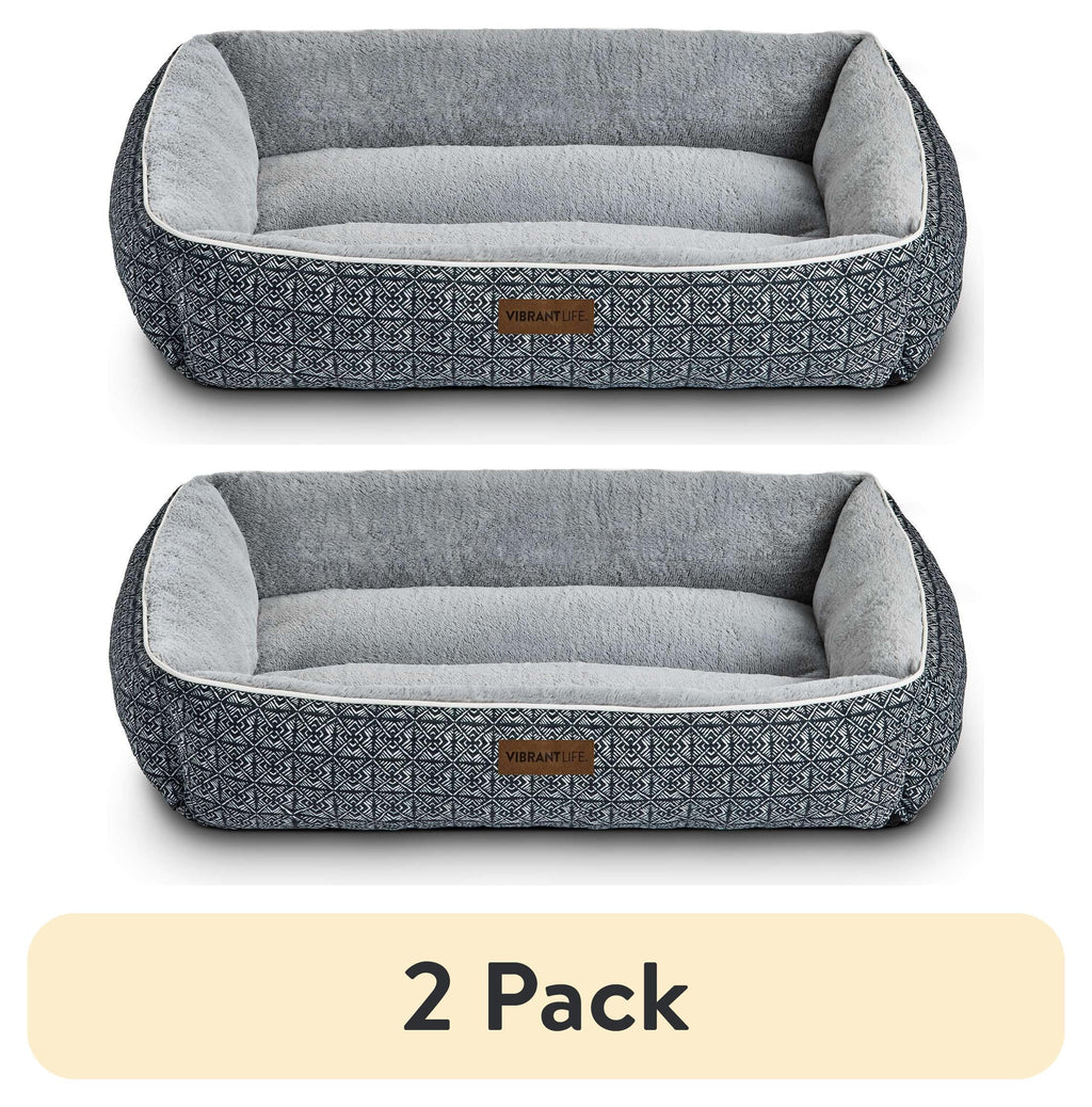 (2 pack) Vibrant Life Lounger Dog Bed, Black, Machine Washable, Plush, Extra Large, 42" x 32"