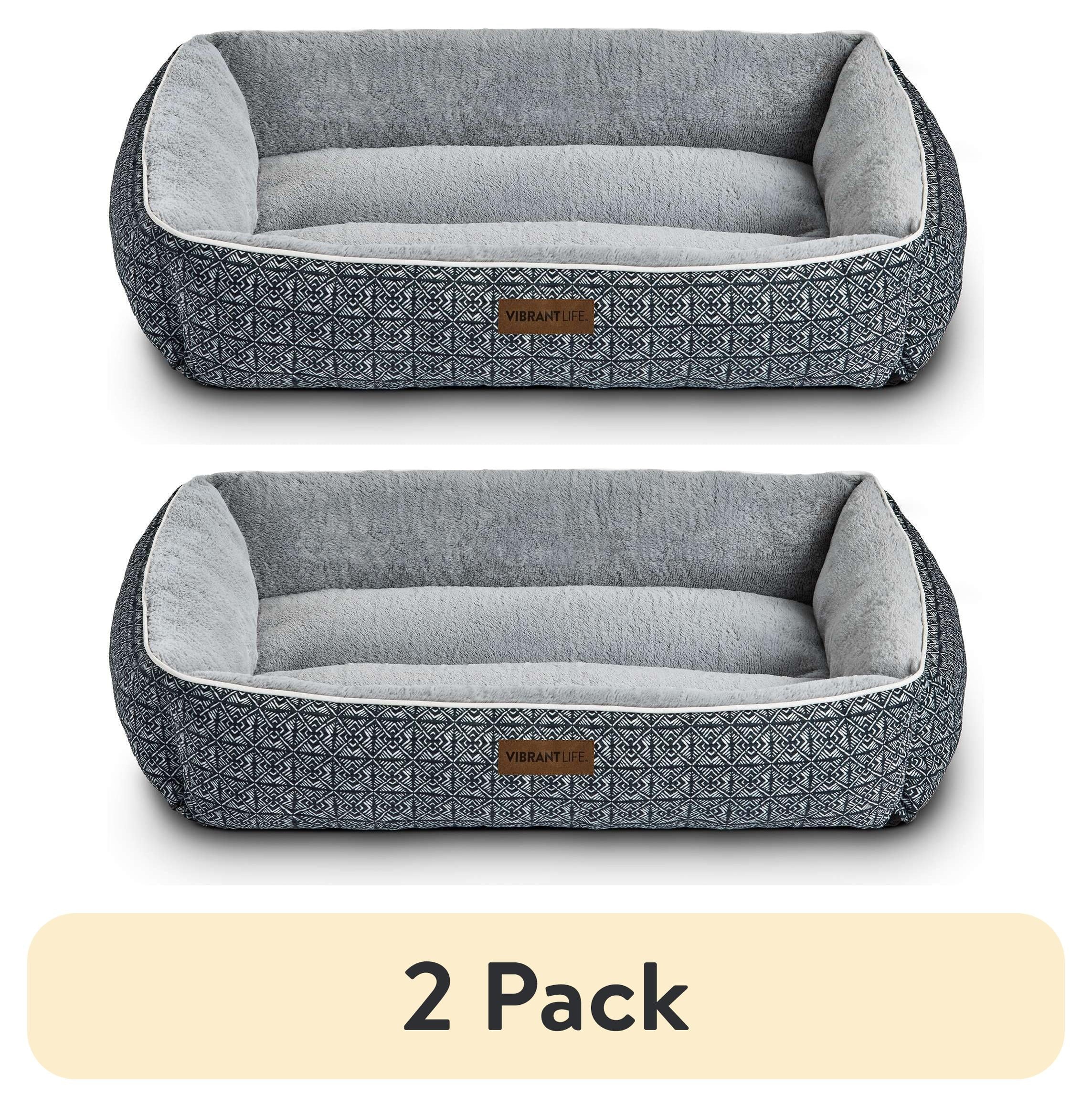 (2 pack) Vibrant Life Lounger Dog Bed, Black, Machine Washable, Plush, Extra Large, 42" x 32"