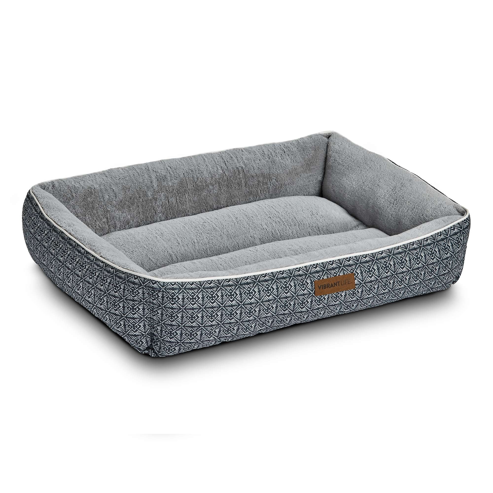 (2 pack) Vibrant Life Lounger Dog Bed, Black, Machine Washable, Plush, Extra Large, 42" x 32"