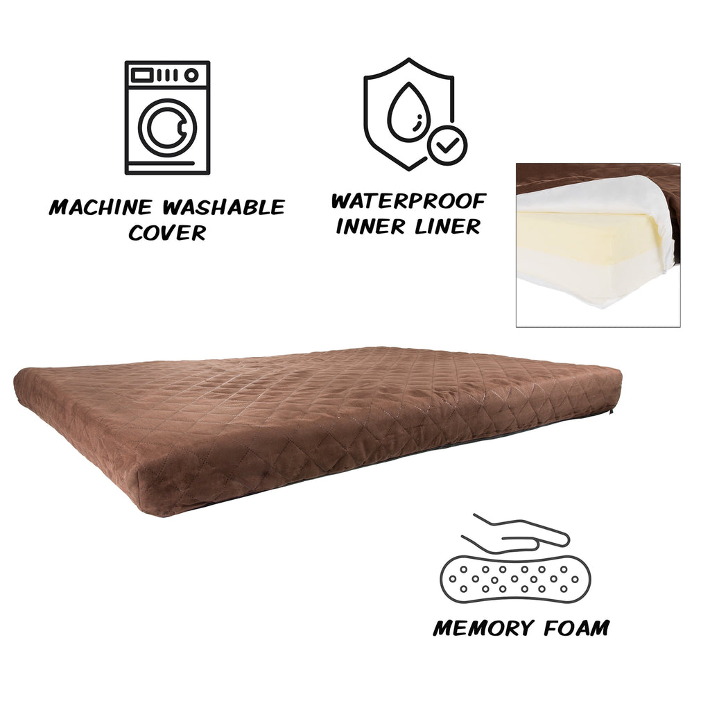 PETMAKER 36in Water-Resistant Dog Bed with Removable Washable Cover (Brown)