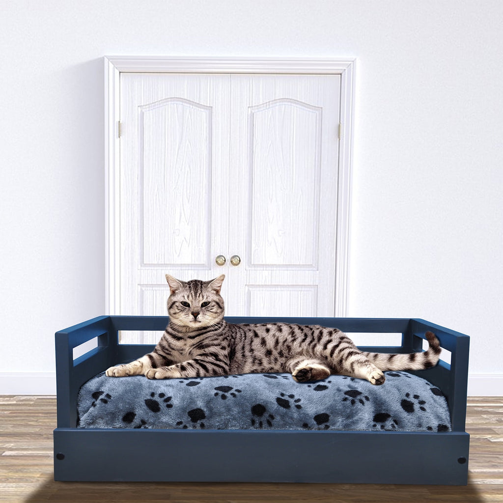 Wooden Pet Bed with Removable Cushion - Charcoal Gray - Medium