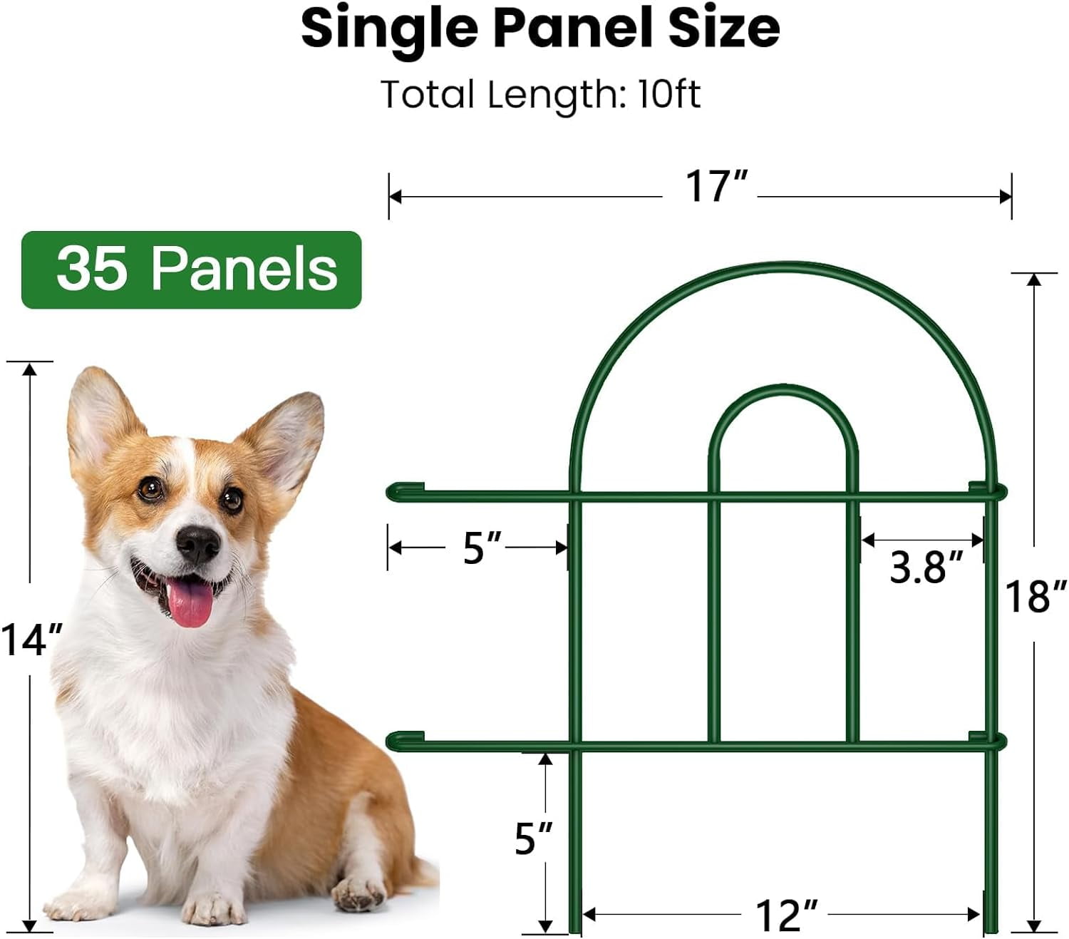 AMAGABELI Garden & Home Decorative Garden Fence Border 35panels 18inchl x 50ft Animal Barrier Fence Border Black Thicken Metal Wire Fencing Rustproof Landscape Patio Flower Bed Edge Section