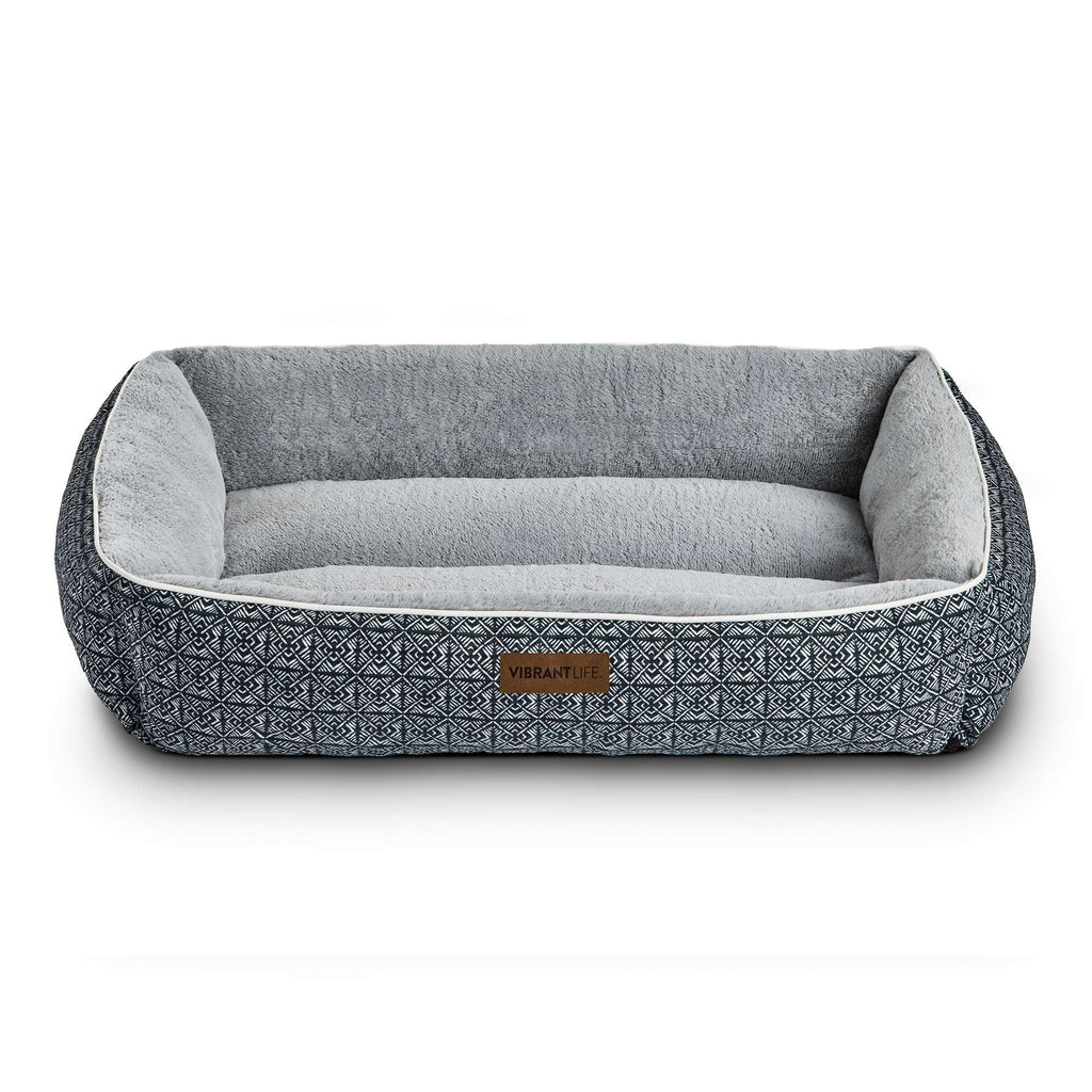 (2 pack) Vibrant Life Lounger Dog Bed, Black, Machine Washable, Plush, Extra Large, 42" x 32"