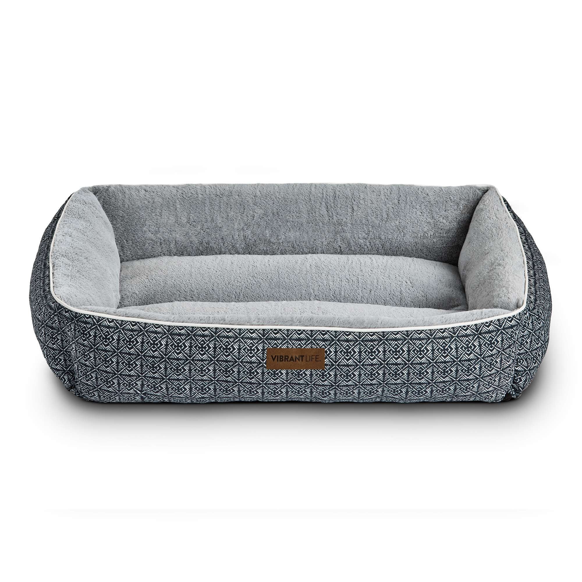 (2 pack) Vibrant Life Lounger Dog Bed, Black, Machine Washable, Plush, Extra Large, 42" x 32"