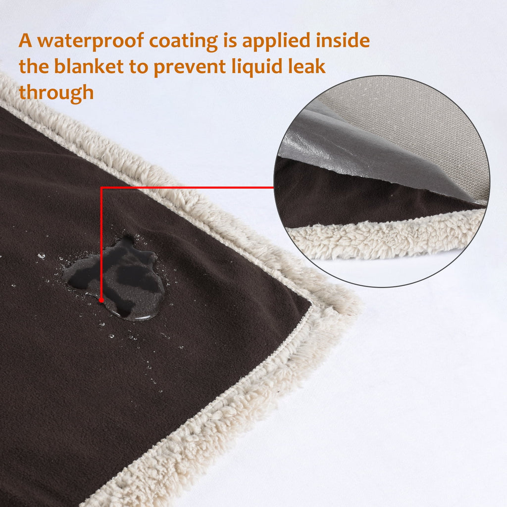Catalonia Waterproof Fleece Blanket, Reversible Sherpa Throw Blanket, Premium Furniture Protector Plush Blanket, 80” x 60”