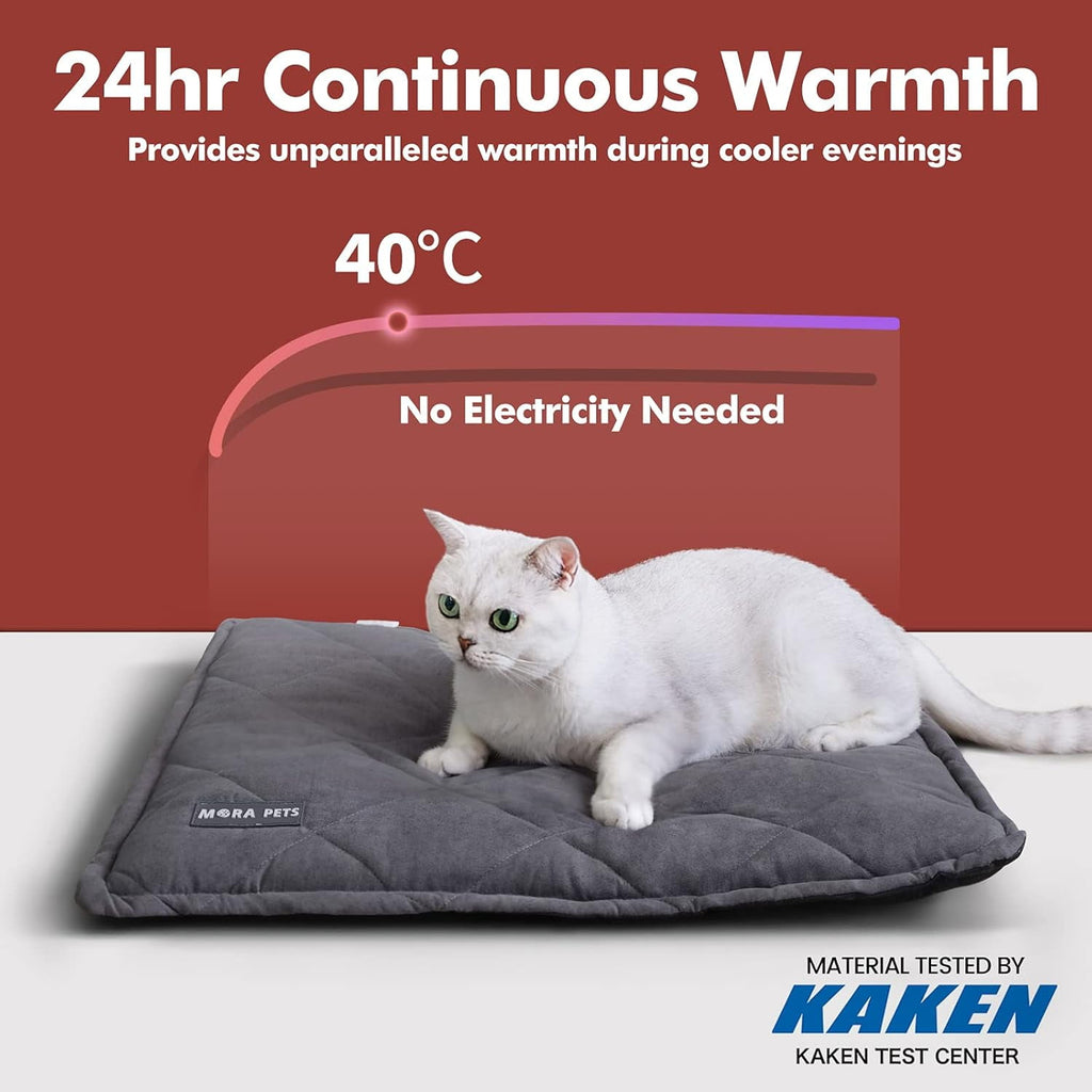 Mora Pets Self Warming Cat Bed with Washable Cover Smooth Self Heating Pet Pad with Non Slip Bottom Dog Crate Mats for Medium Large dogs, Gray, 36inch