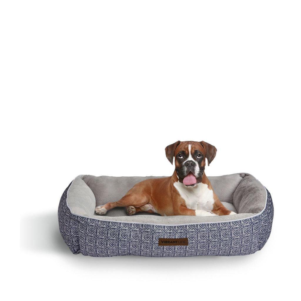 (2 pack) Vibrant Life Lounger Dog Bed, Black Geo, Large, 36" x 27"