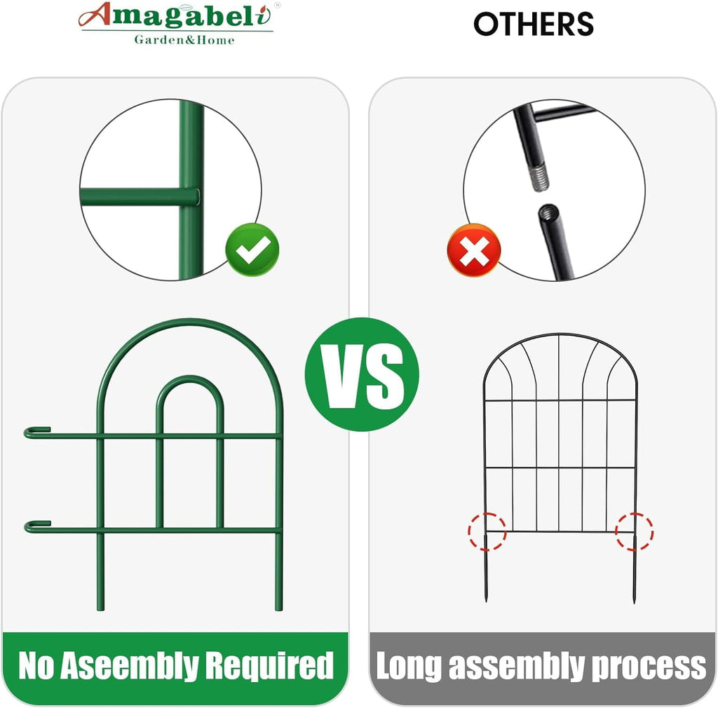 AMAGABELI Garden & Home Decorative Garden Fence Border 35panels 18inchl x 50ft Animal Barrier Fence Border Black Thicken Metal Wire Fencing Rustproof Landscape Patio Flower Bed Edge Section