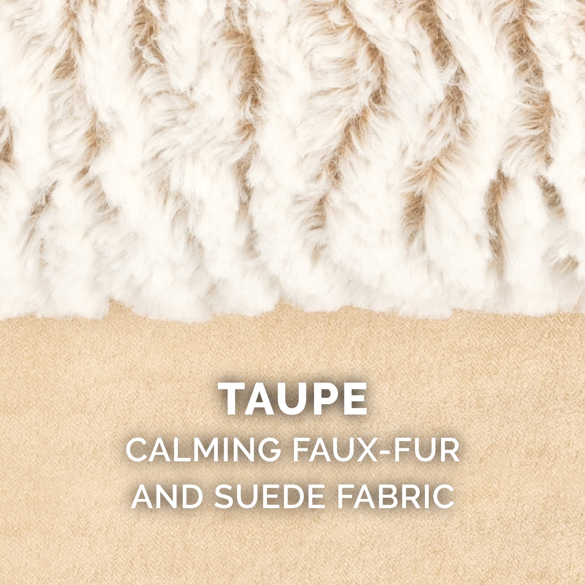 FurHaven Pet Products Medium Embossed Faux Fur & Suede Pillow Top Mattress Dog & Cat Bed, Taupe