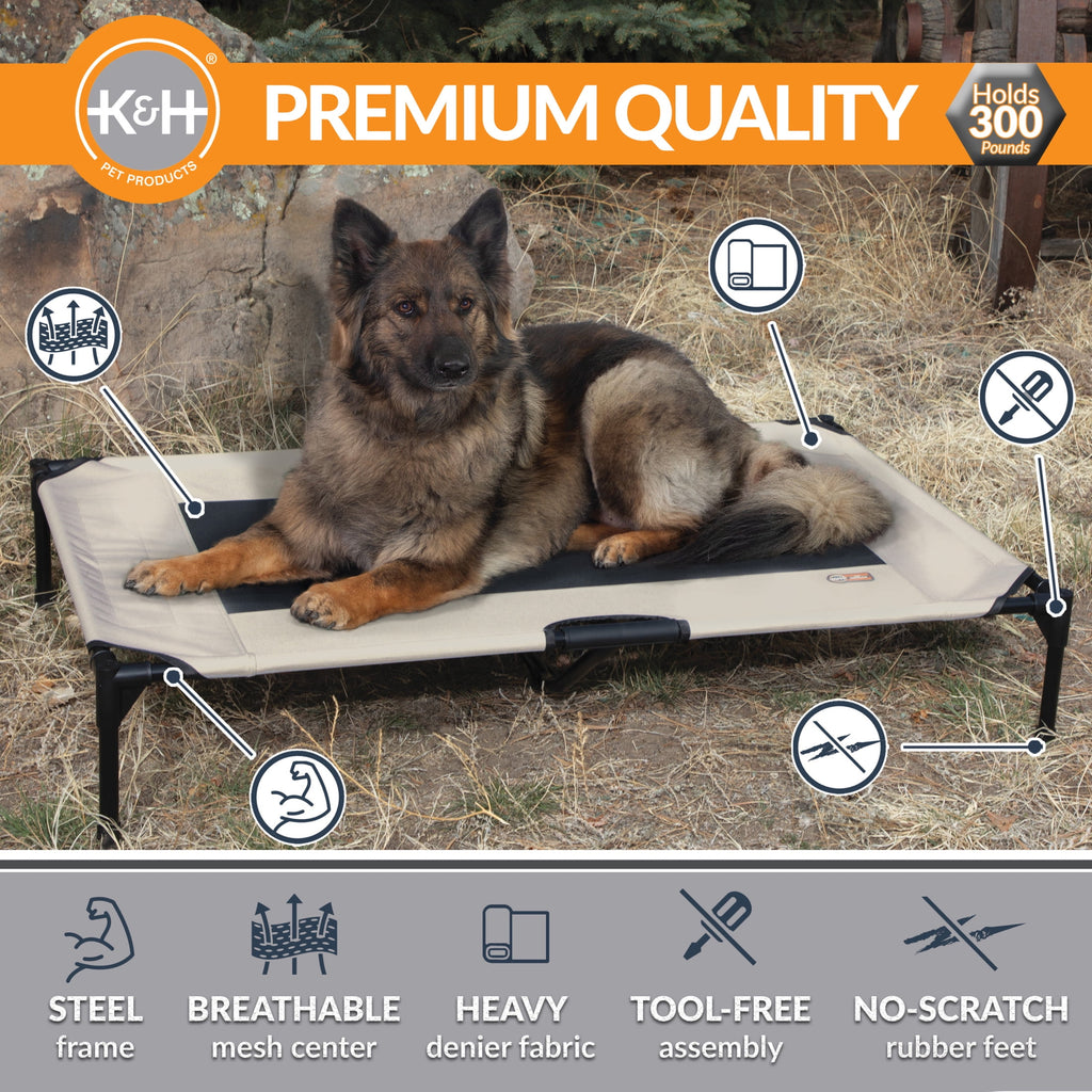K&H Pet Products Original Pet Cot Elevated Dog Bed Taupe/Black Mesh X-Large 50 X 32 X 9 Inches